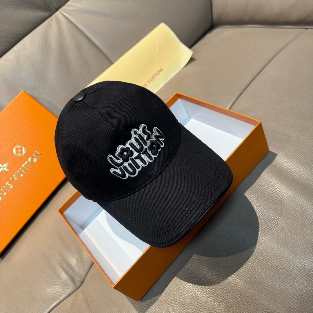 Louis Vuitton Black Solid Baseball Cap One Size Unisex Adults Designer