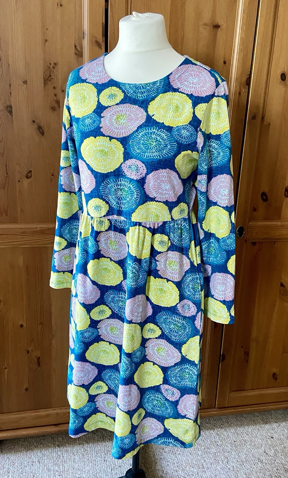 Mistral Floral Dress | Blue Pink Yellow | Long Sleeve | Stretchy BNWOT Size 14