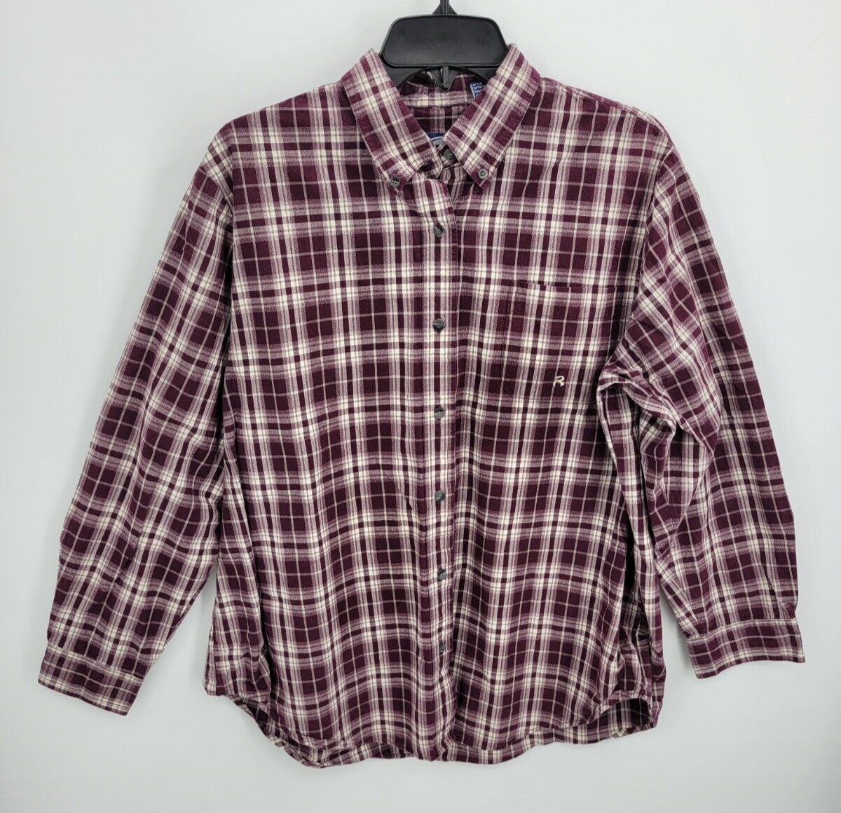 Roper Shirt Womens Plus 1X Maroon Plaid Long Sleeve Button Up Casual Outdoor