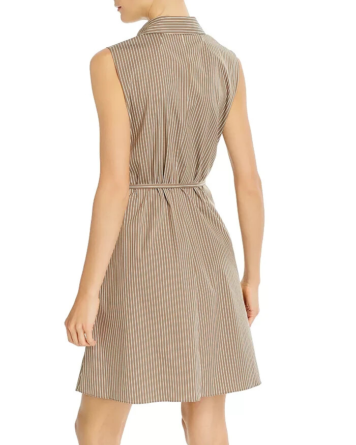 Theory NWT Women Sleeveless Gray/Beige Poplin Sleeveless Shirtdress Size 10 $365