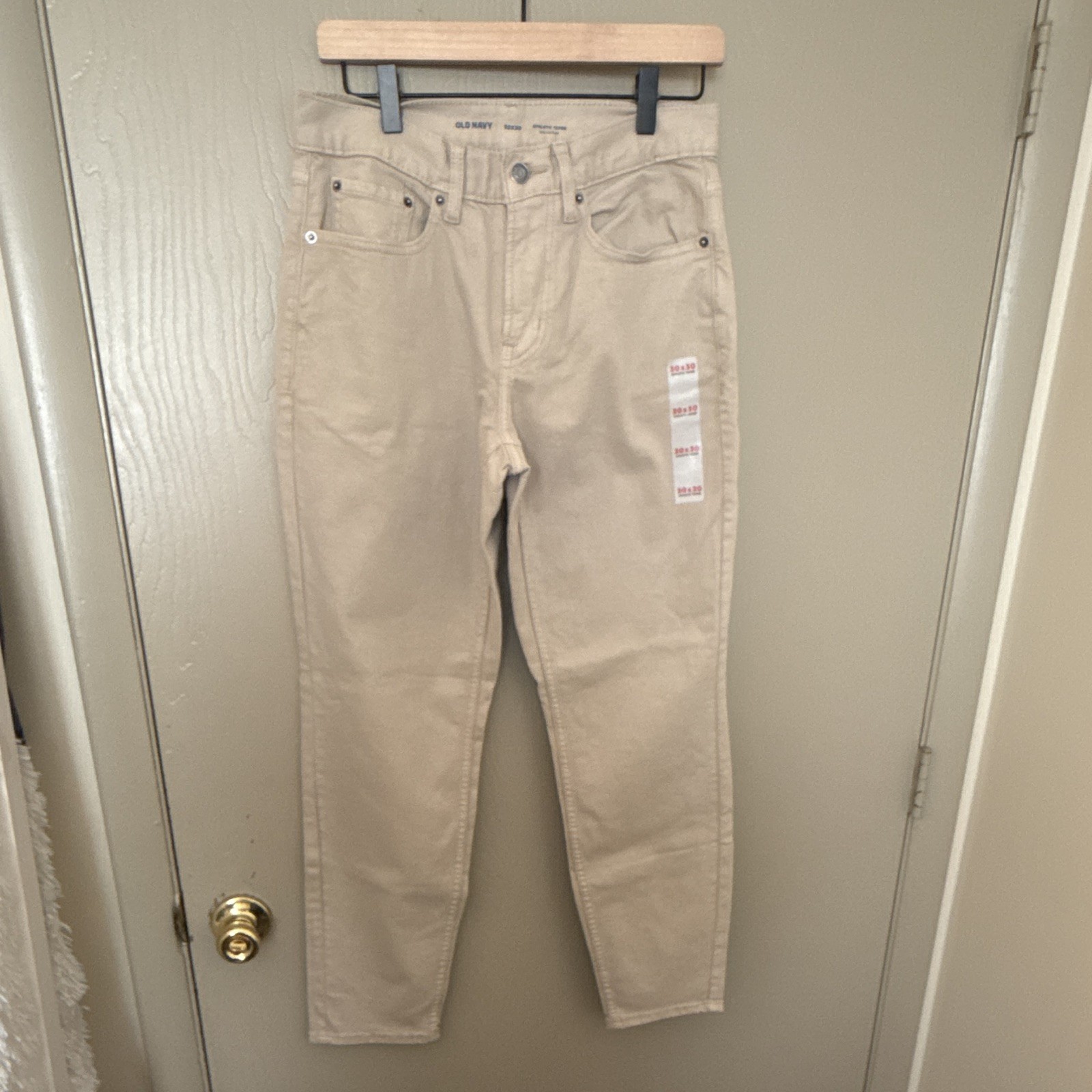 Old Navy Built-In Flex Athletic Fit Tapered Beige Denim Jeans Mid Rise NWT