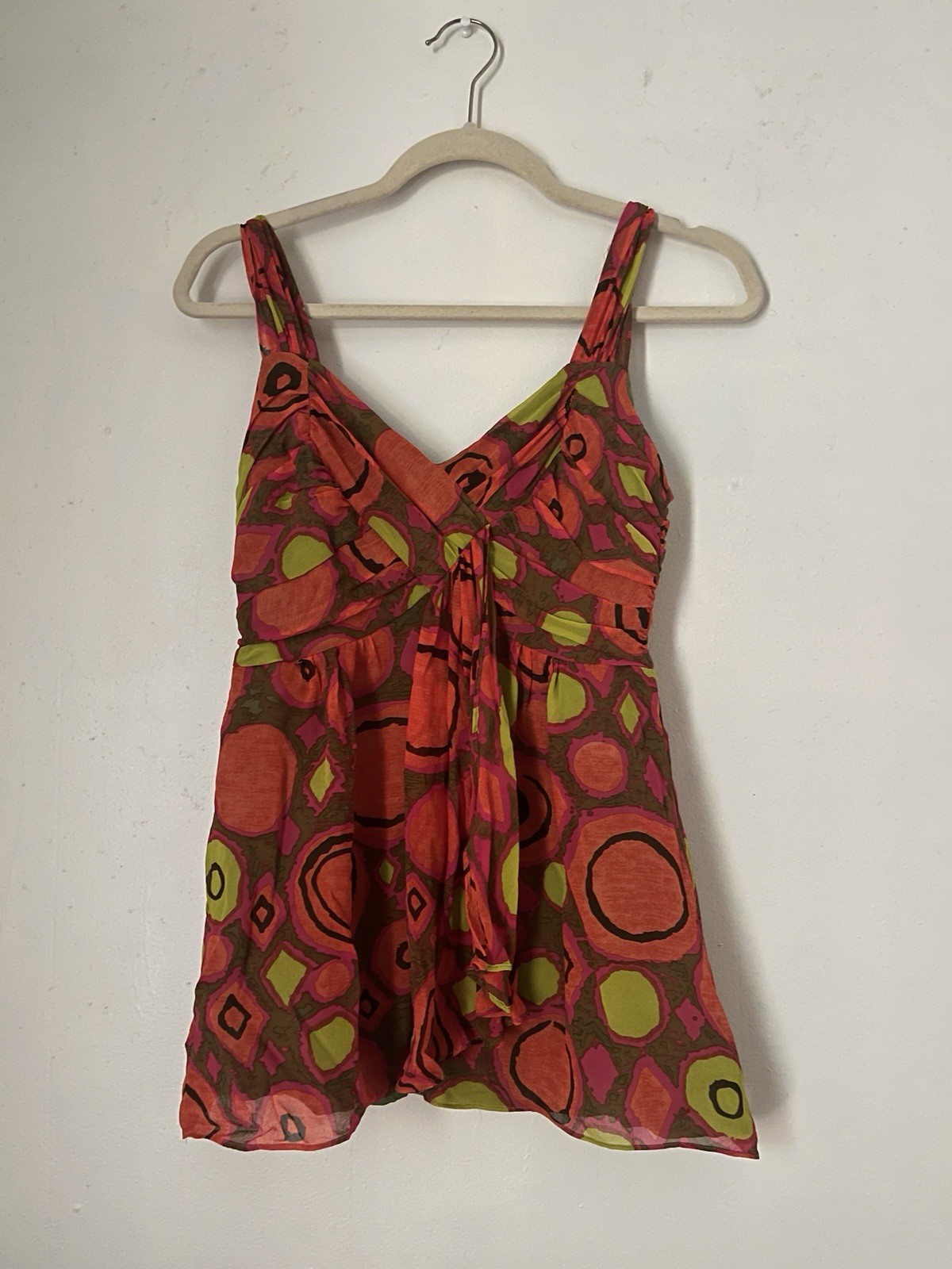 Y2K Nanette Lepore Vintage Geometric Silk Top Size 2
