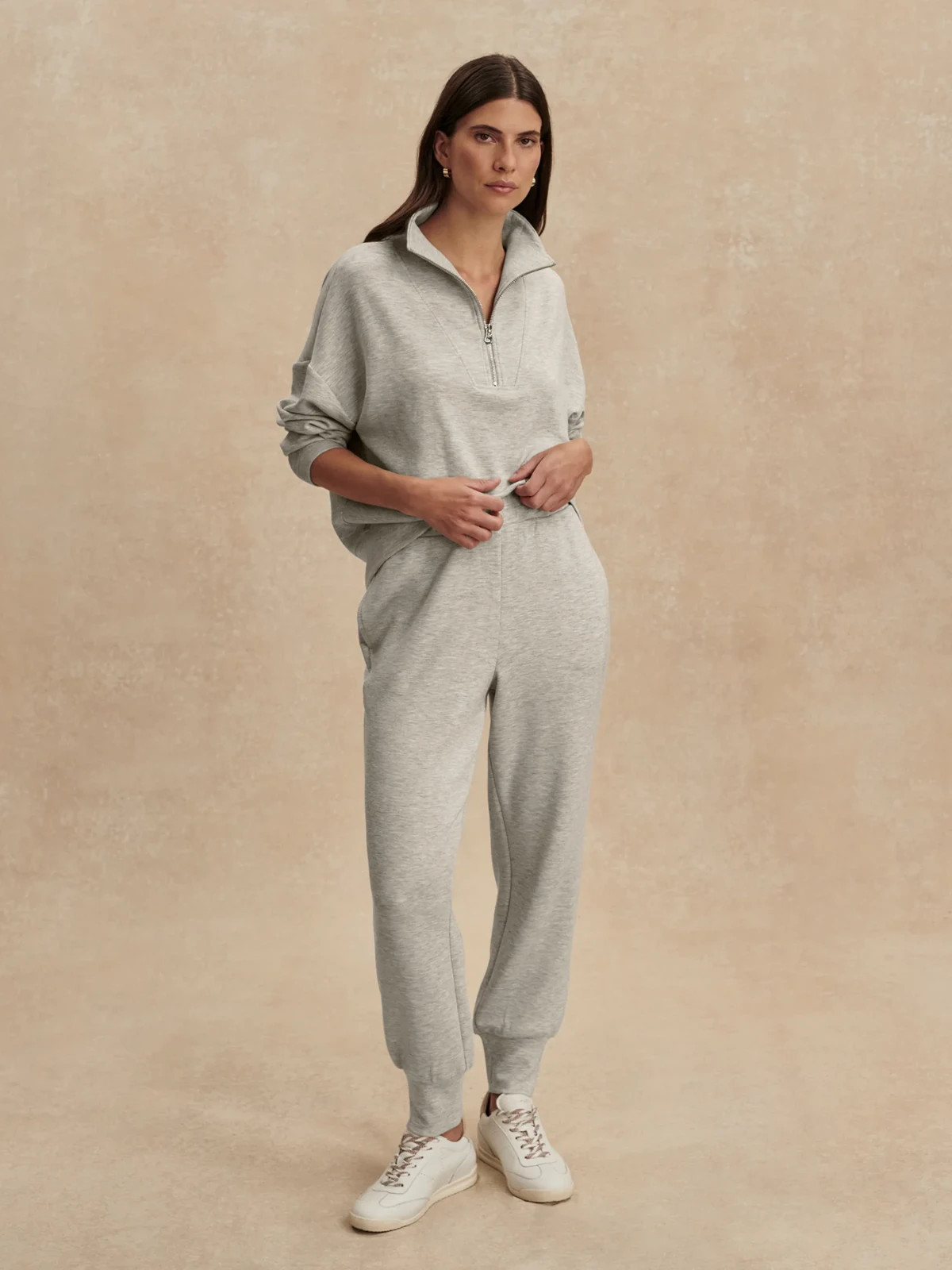Varley The Slim Cuff Pant 27.5″ in Light Grey Marl, Size Small