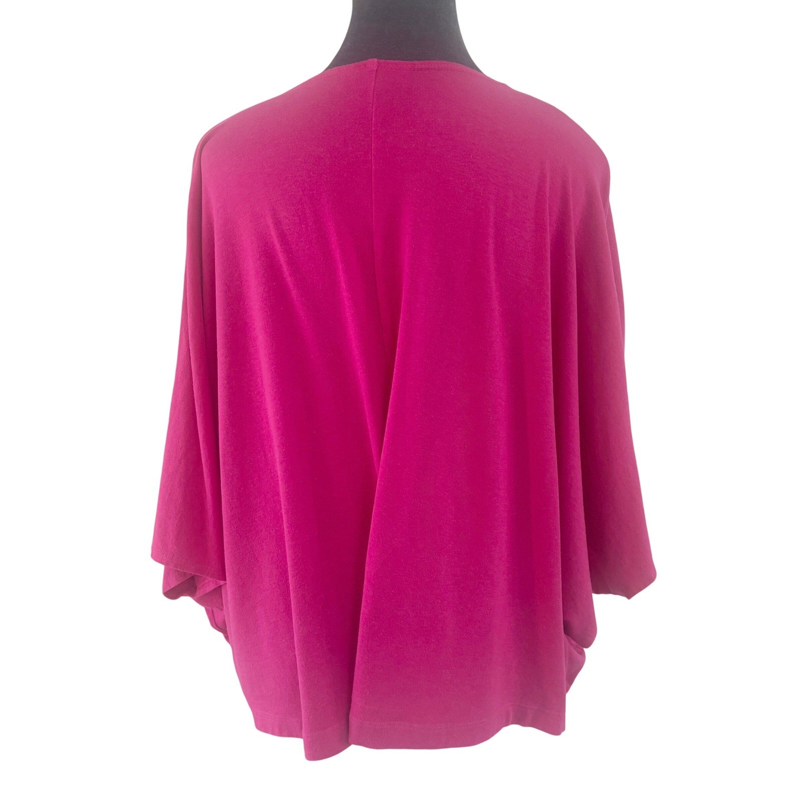 Bryn Walker Artsy Lagenlook Magenta Eco Bamboo Organic Cotton VNeck Poncho Top L