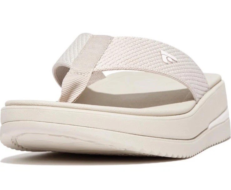 FitFlop Surff two-tone webbing toe-post sandals White Bone Women’s Sz 8