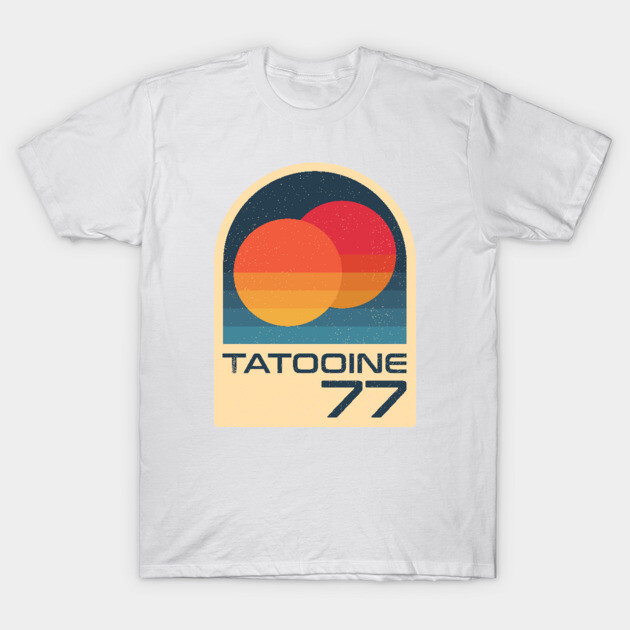 Twin Suns Desert Planet T-Shirt Retro Sci-Fi Space Travel Style Graphic Tee