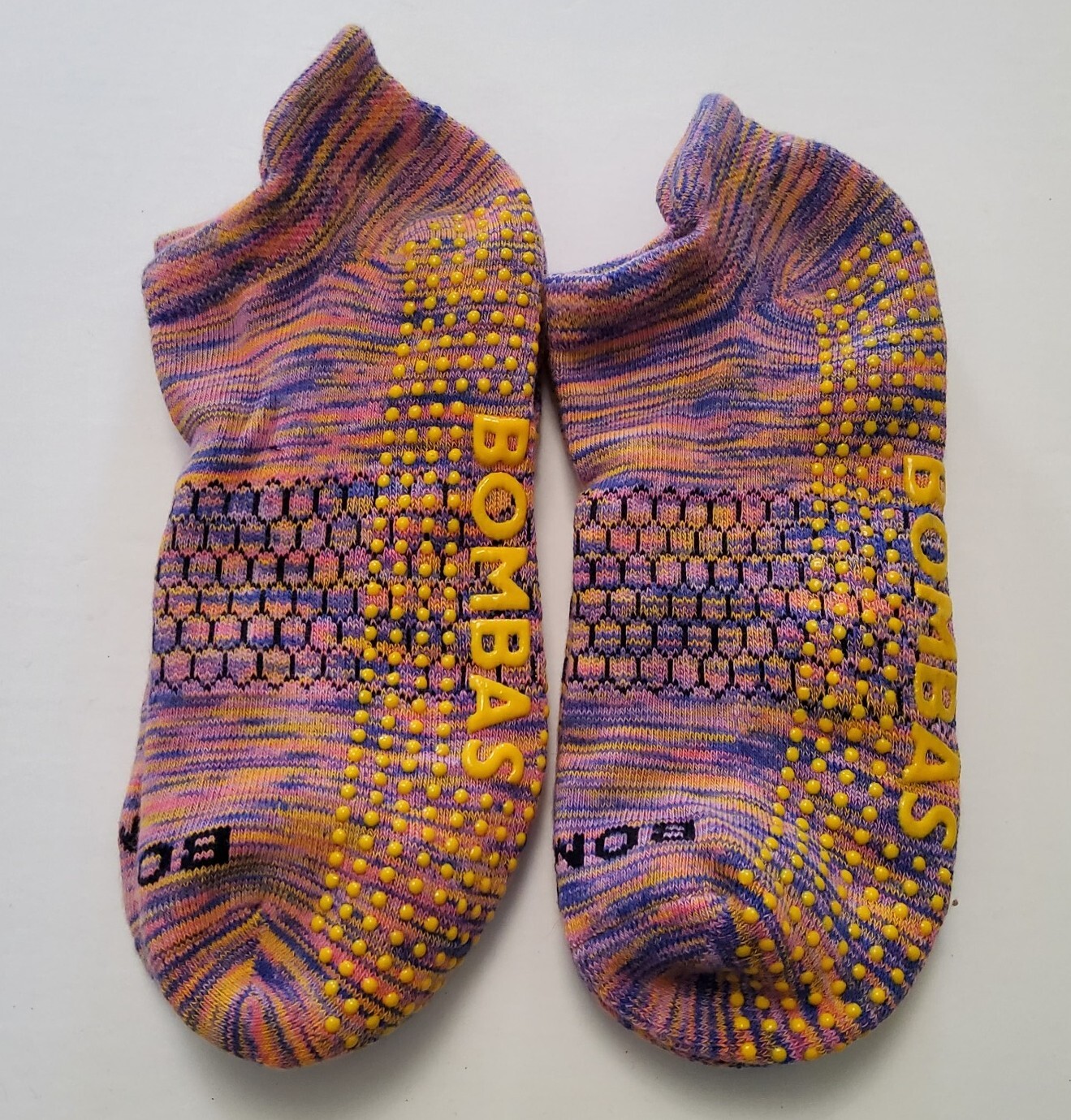 Bombas Grippers Space Dye Ankle Socks Lot Of 2 Pairs Size L