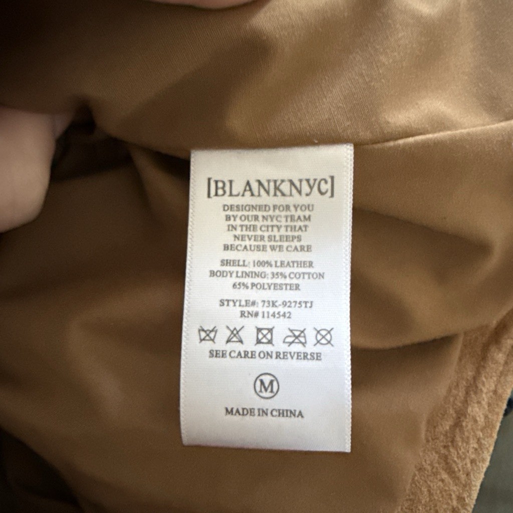 BLANKNYC Women’s Brown Leather Biker Moto Vest Full Zip Pockets Size M