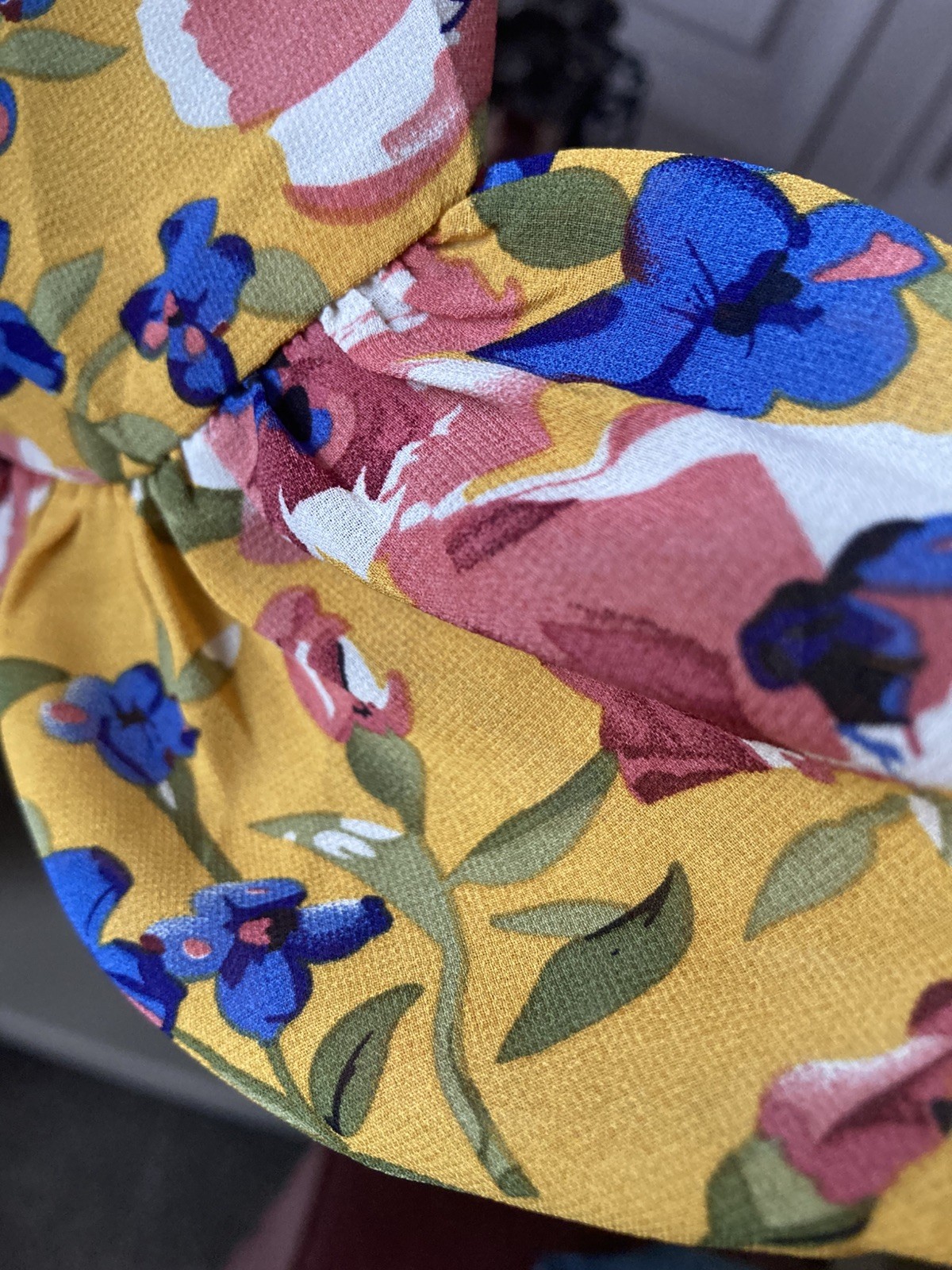 Shein Mustard Yellow Multi Floral Print Long Sleeve Open Jacket M