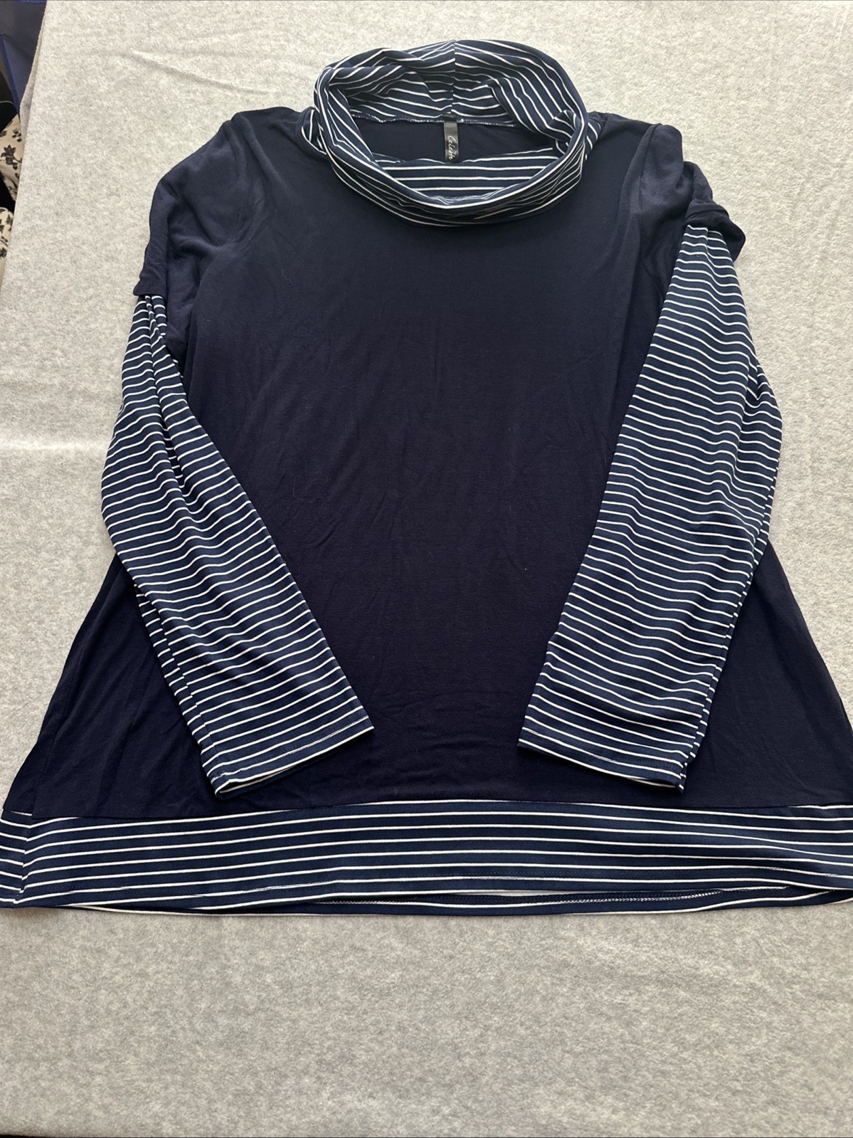 Celeste Shirt Dark Blue With Stripes Long Sleeves Size 2xl Pre-owned
