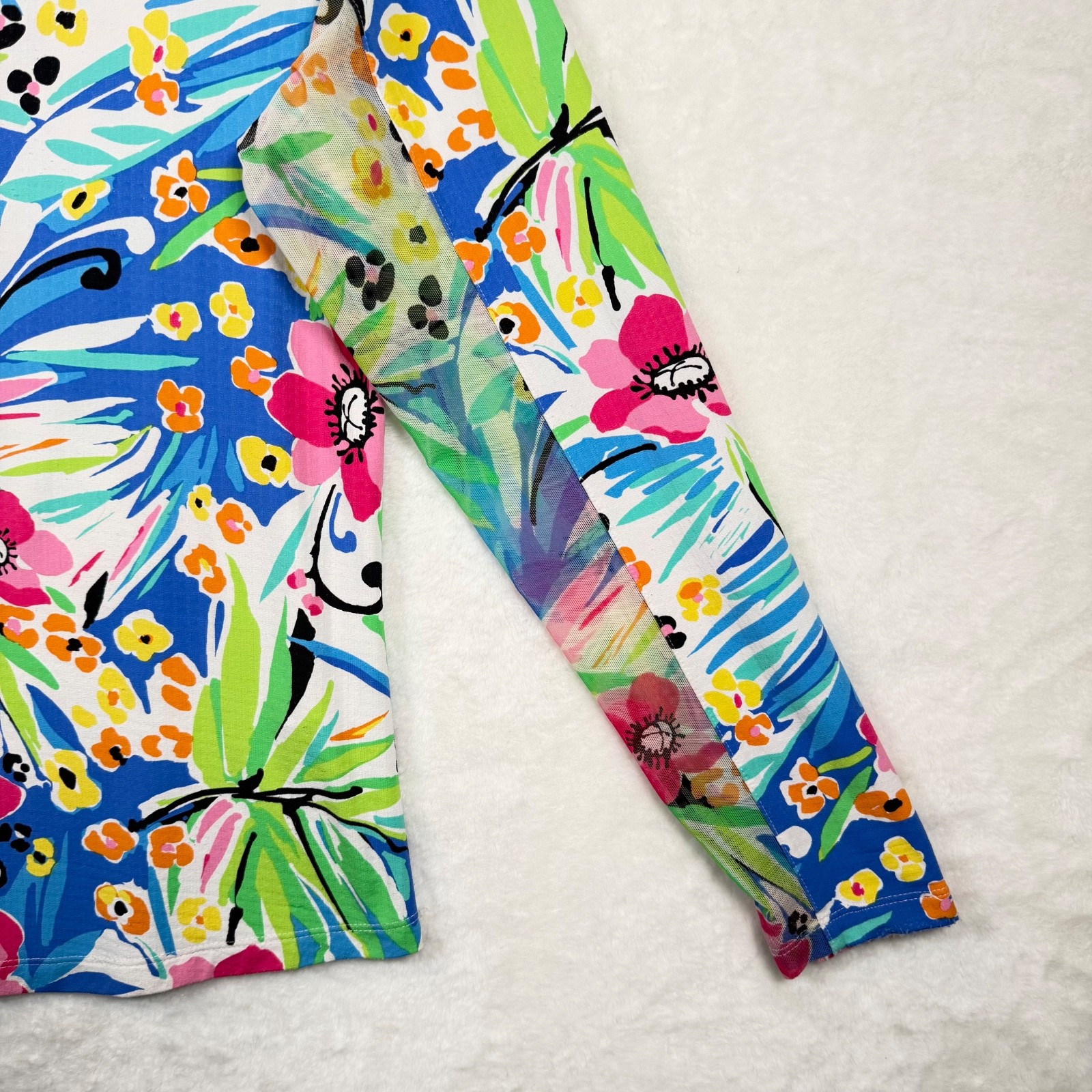 IBKUL 1/4 Zip Golf Top Women’s M Floral Tropical UPF 50+ Cooling Long Sleeve