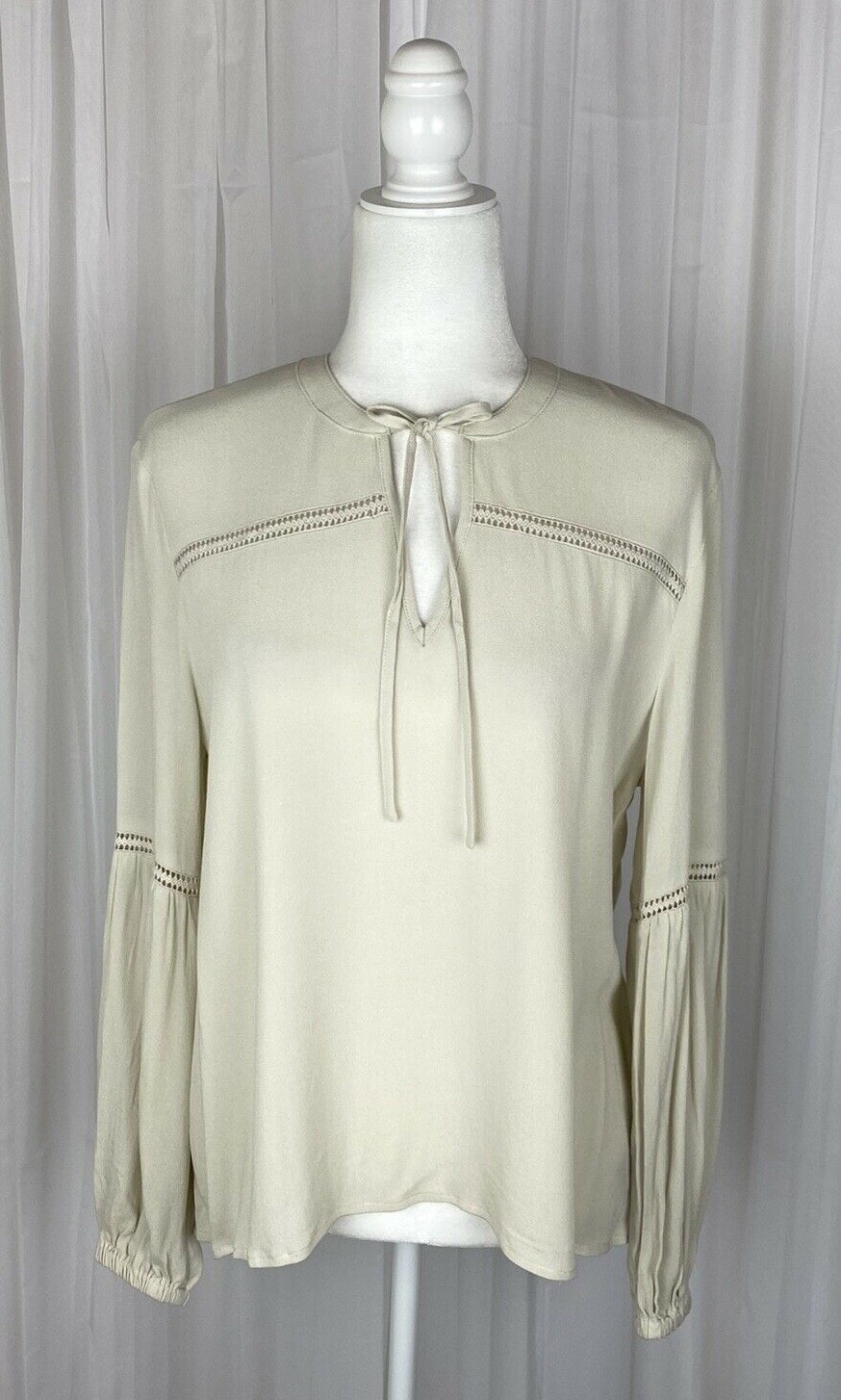 Jack BB Dakota Size S Ivory Long Sleeve Western Style Blouse Relaxed Fit New