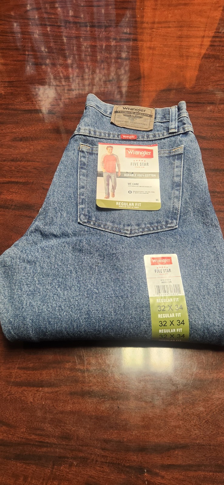 Wrangler Five Star Premium Denim Men’s Regular Fit Jeans Dark Stonewash 96501DS