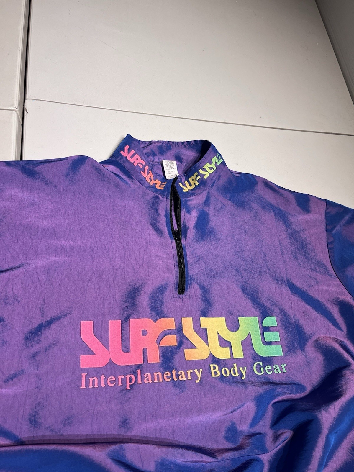 Surf Style Jacket Men’s One Size USA Purple Iridescent 1/4 Zip Windbreaker VTG