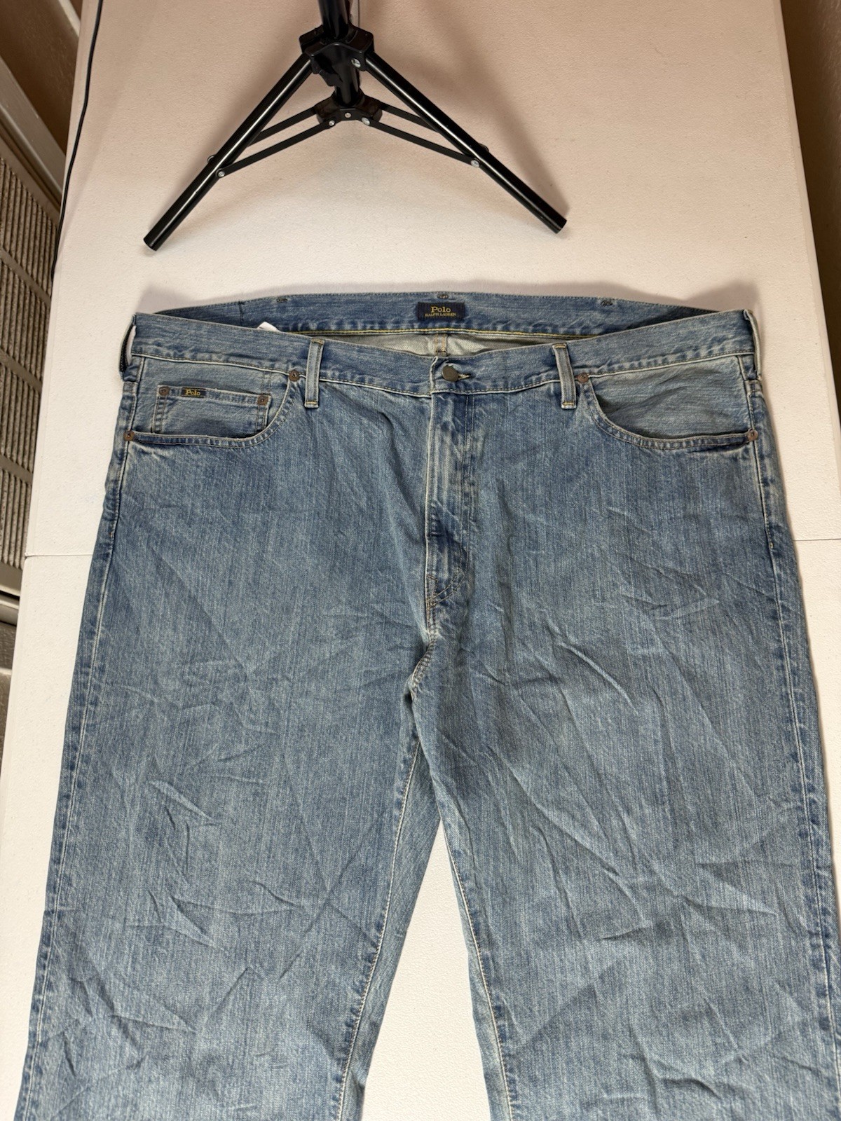 Polo Ralph Lauren Men Hampton Relaxed Straight Jeans 44X30 Blue Pocket Denim NEW