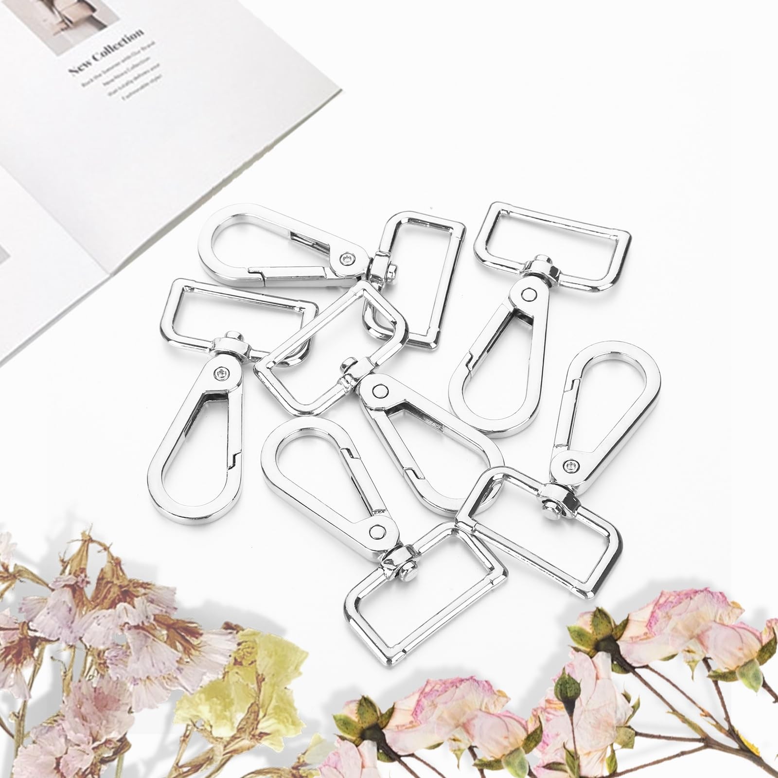 20 Pcs Metal D Ring Swivel Lobster Claw Clasp Hooks,Purse Hardware for Bag Ma…