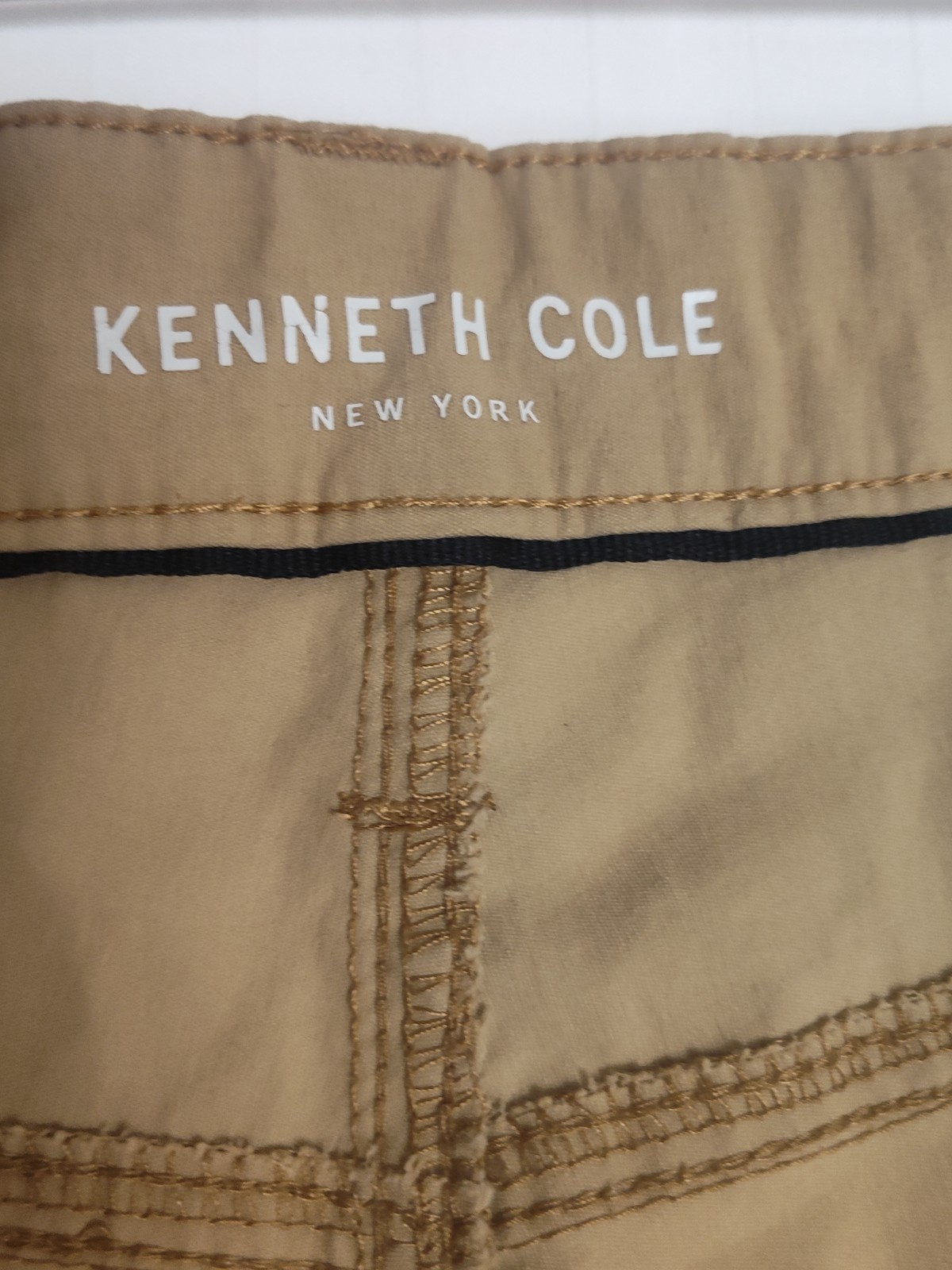Kenneth Cole Gusseted 34×32 Slim Chino Performance Functional Tan Mens Pants