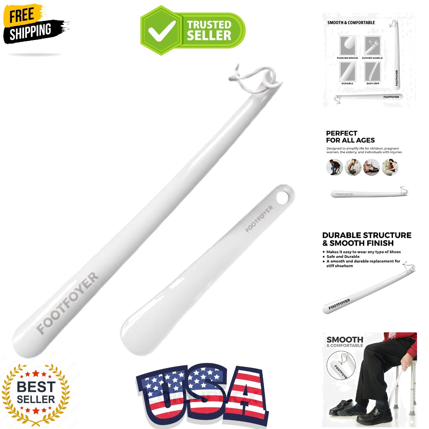 Long shoehorn that is comfortable to wear and has a handle is ideal for both …