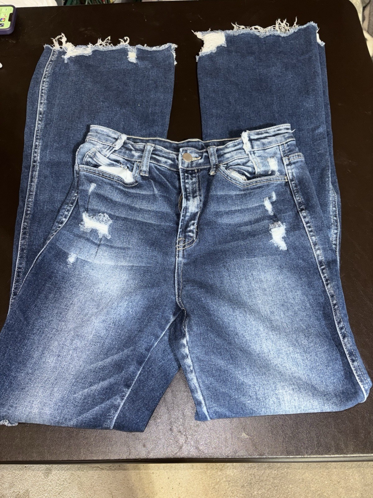 A.N.A Women’s Straight Medium Wash Distressed Stretch Jeans Size unknown