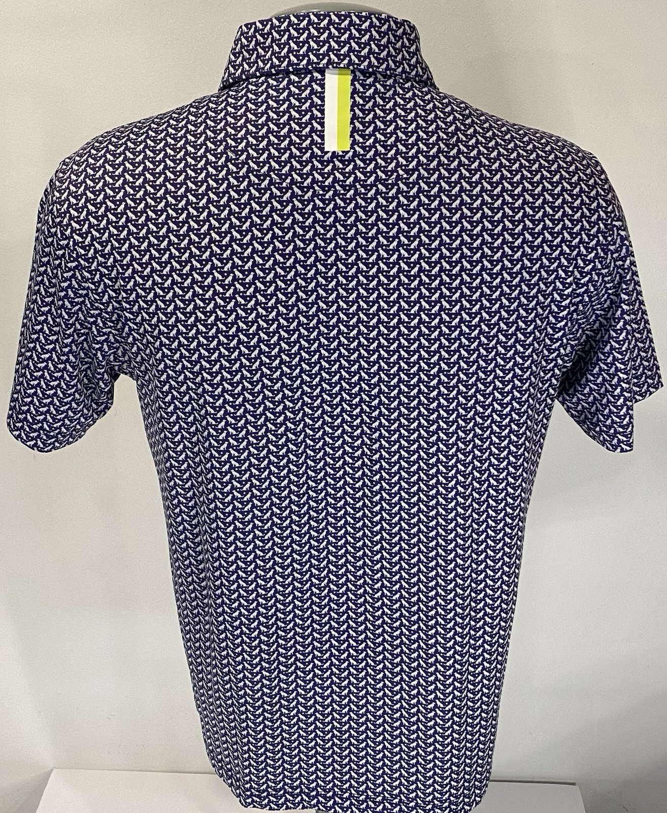 Rhoback Golf S Small Polo Shirt Purple+ All Over Dog Print Performance Mens