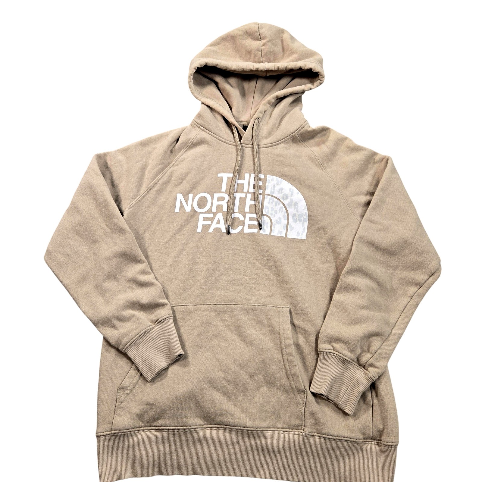 The North Face Hoodie Womens Medium Beige Half Dome Fleece Pullover NF0A4M4M