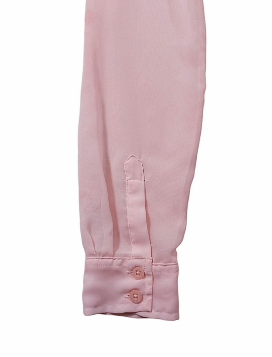 Candies Shirt Button Up Roll Tab Sleeve Lace Sheer Pink Womens M