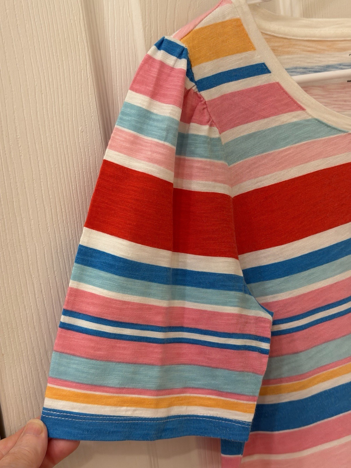 Talbots M Multicolor Stripe Puff Short Sleeve Short Cotton/Model Top Preowned