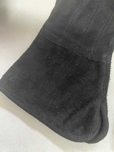Mens Leather Gauntlets – Black, Suede, Unlined, Long arm cuff, Medieval, Biking