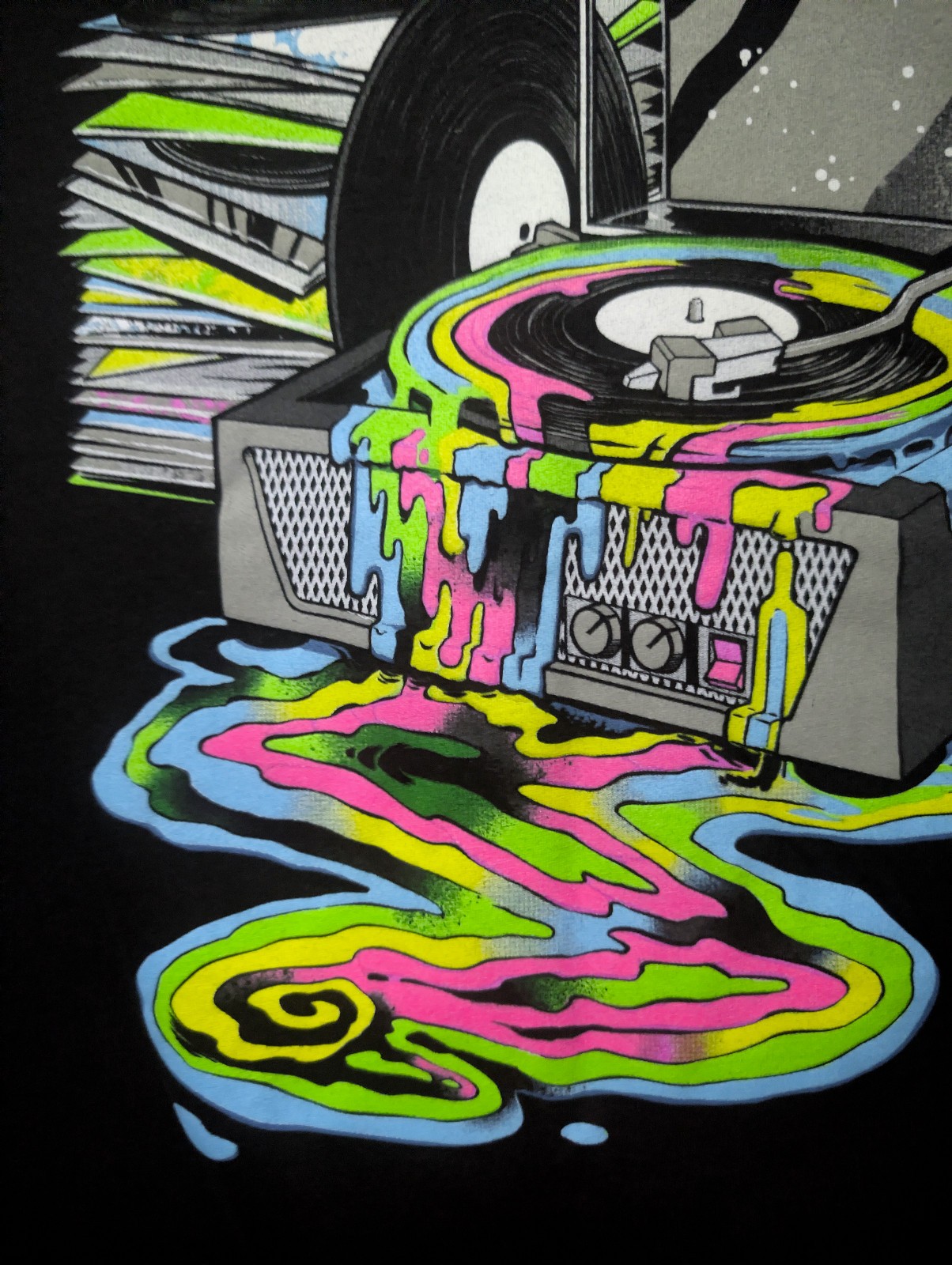Into The AM Galactic Grooves II 2XL Black UV Reactive Shirt 24.5″ W X 31.5″ L