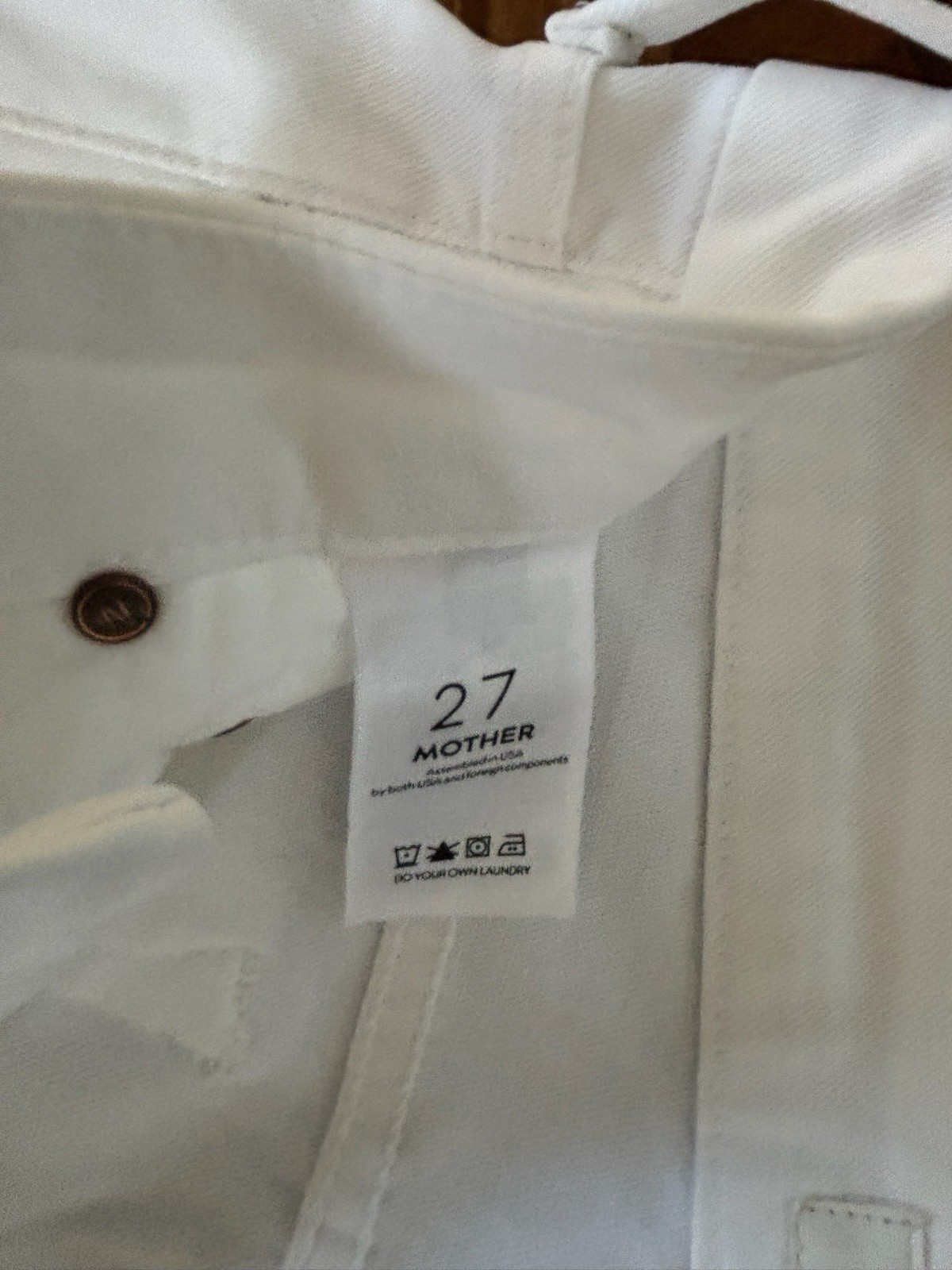 Mother Women’s White Glass Slipper High Waisted Looker Ankle Fray Jeans Size 27