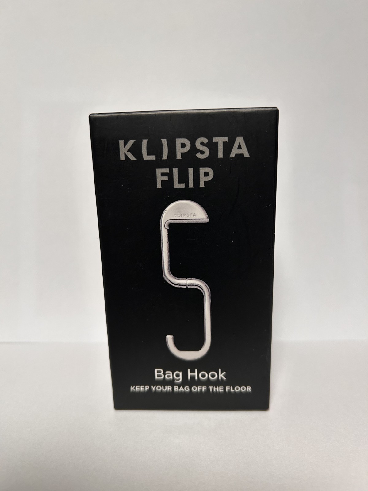 KLIPSTA FLIP Bag Hook – Portable Purse Hanger – Silver