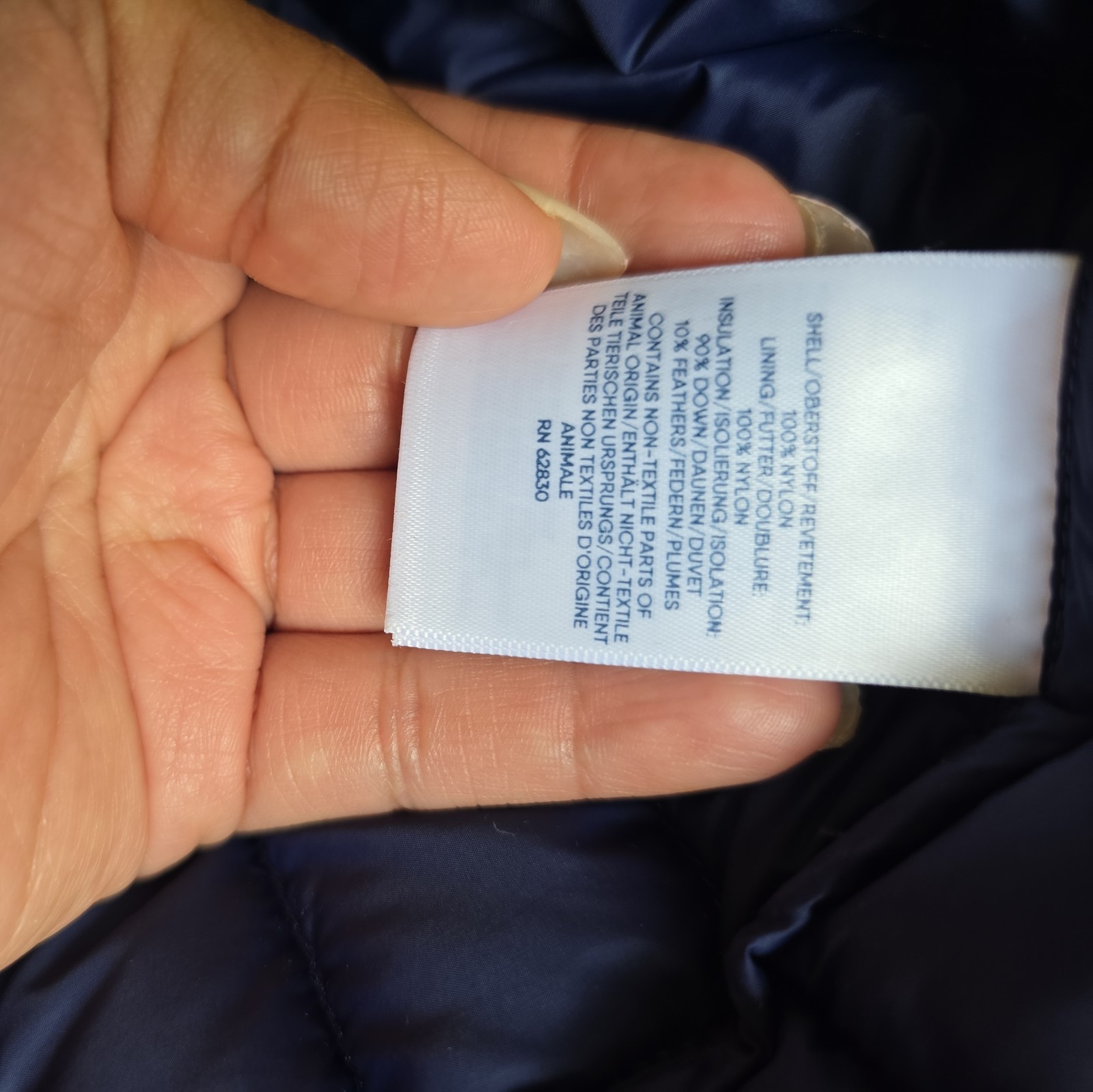 Lands’ End Quilted Puffer Jacket Women’s Navy Blue Snap Full Zip Outdoor – Small