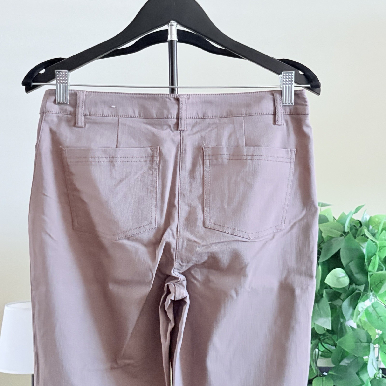 Larry Levine Women’s Purple Twill Straight-Leg Pants Stretch Flat Front Pockets6