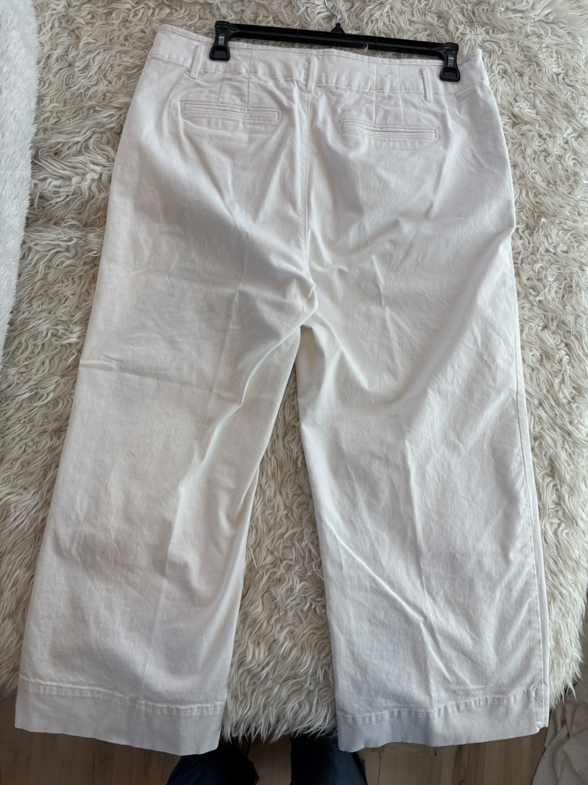 ANN TAYLOR LOFT WHITE WIDE LEG CHINO WOMENS PANTS SZ 14 CLASSIC SUMMER RESORT
