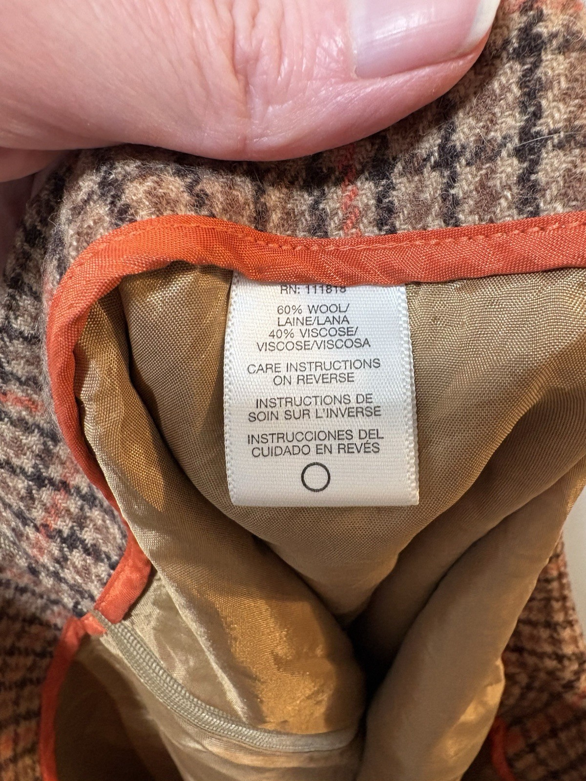 Michael Kors Wool Viscose Plaid Lined Mini Skirt Orange Brown Preppy Size 2