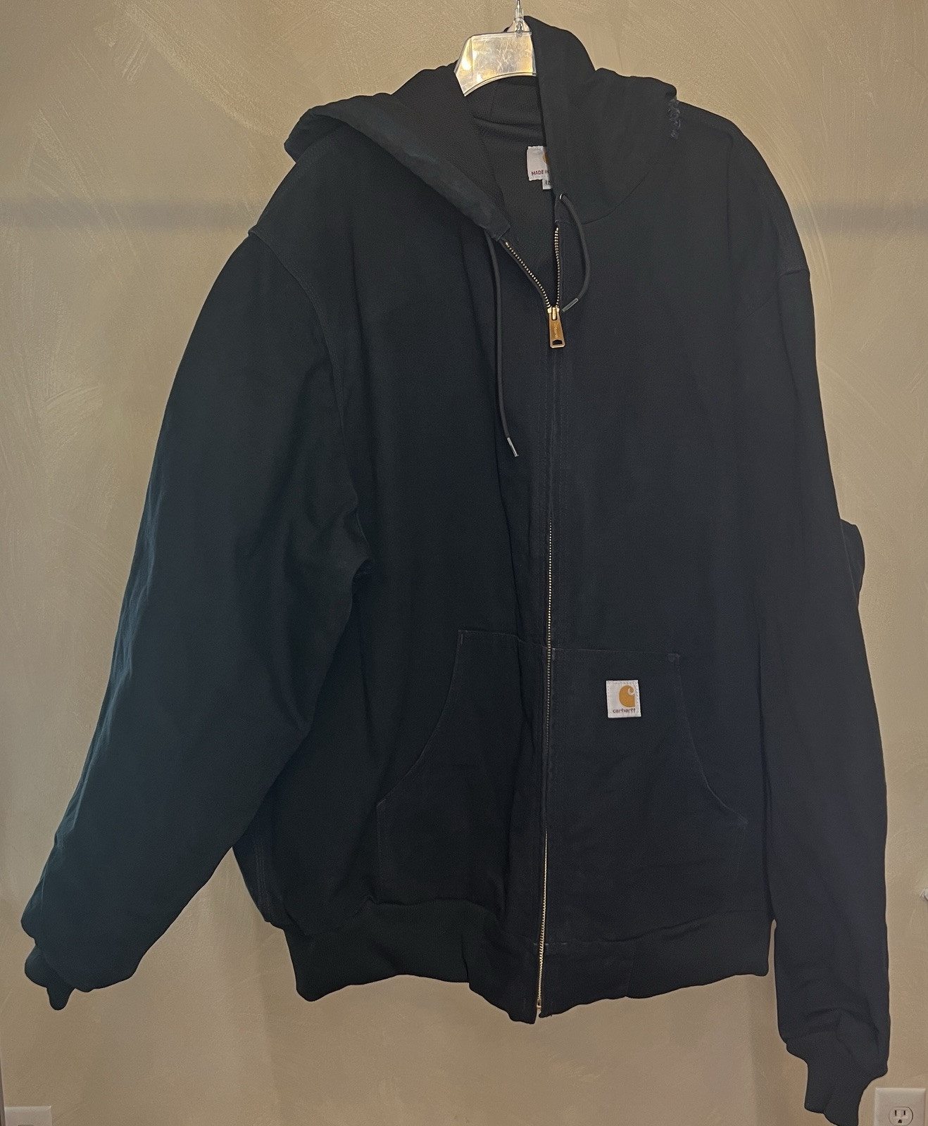 Carhartt Men’s Full-zip lined Hooded Black Canvas Jacket J131, USA|Size:3XL Tall