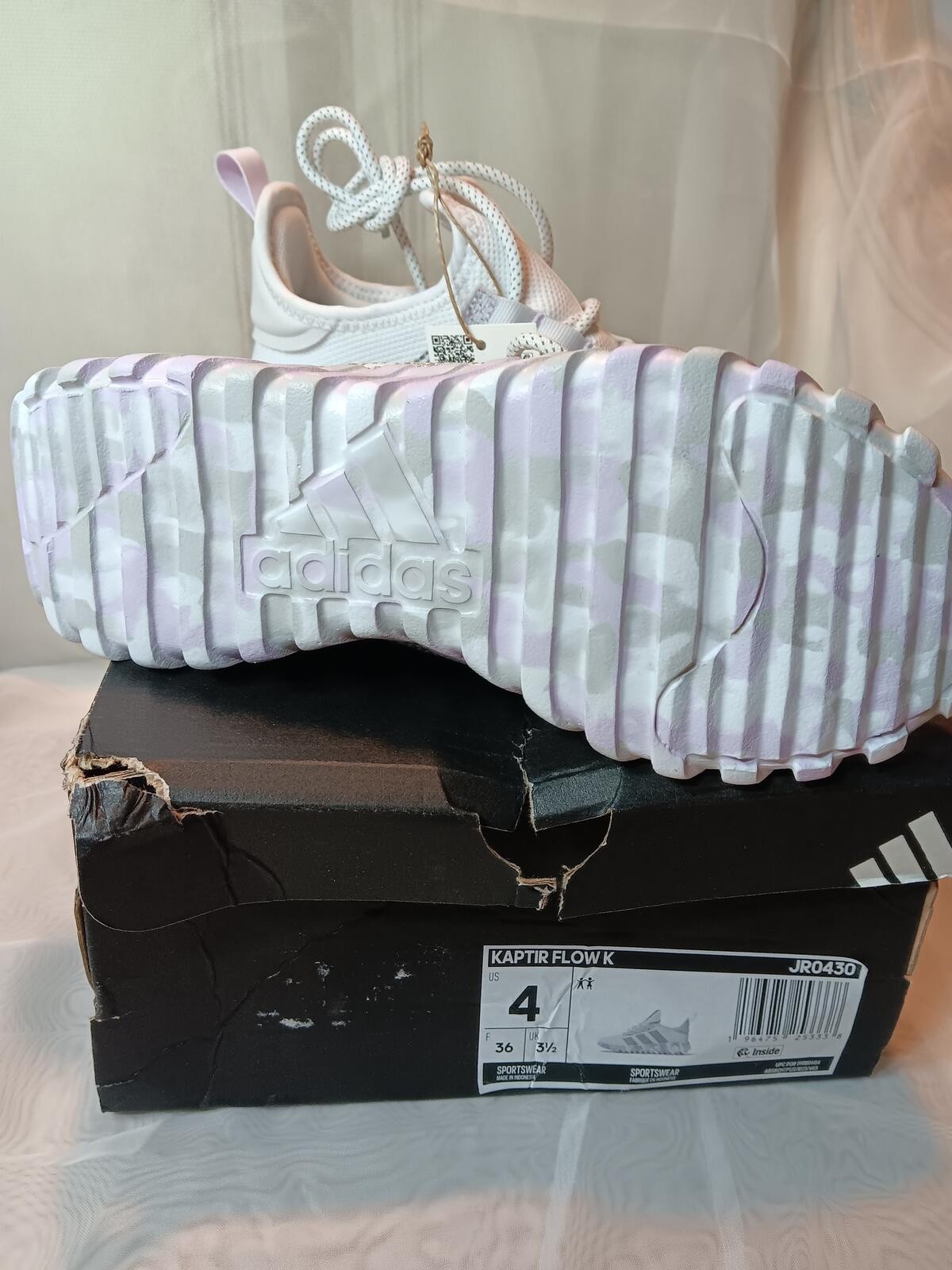adidas Kaptir Flow K Athletic Sneakers White Pink Big Kid 4