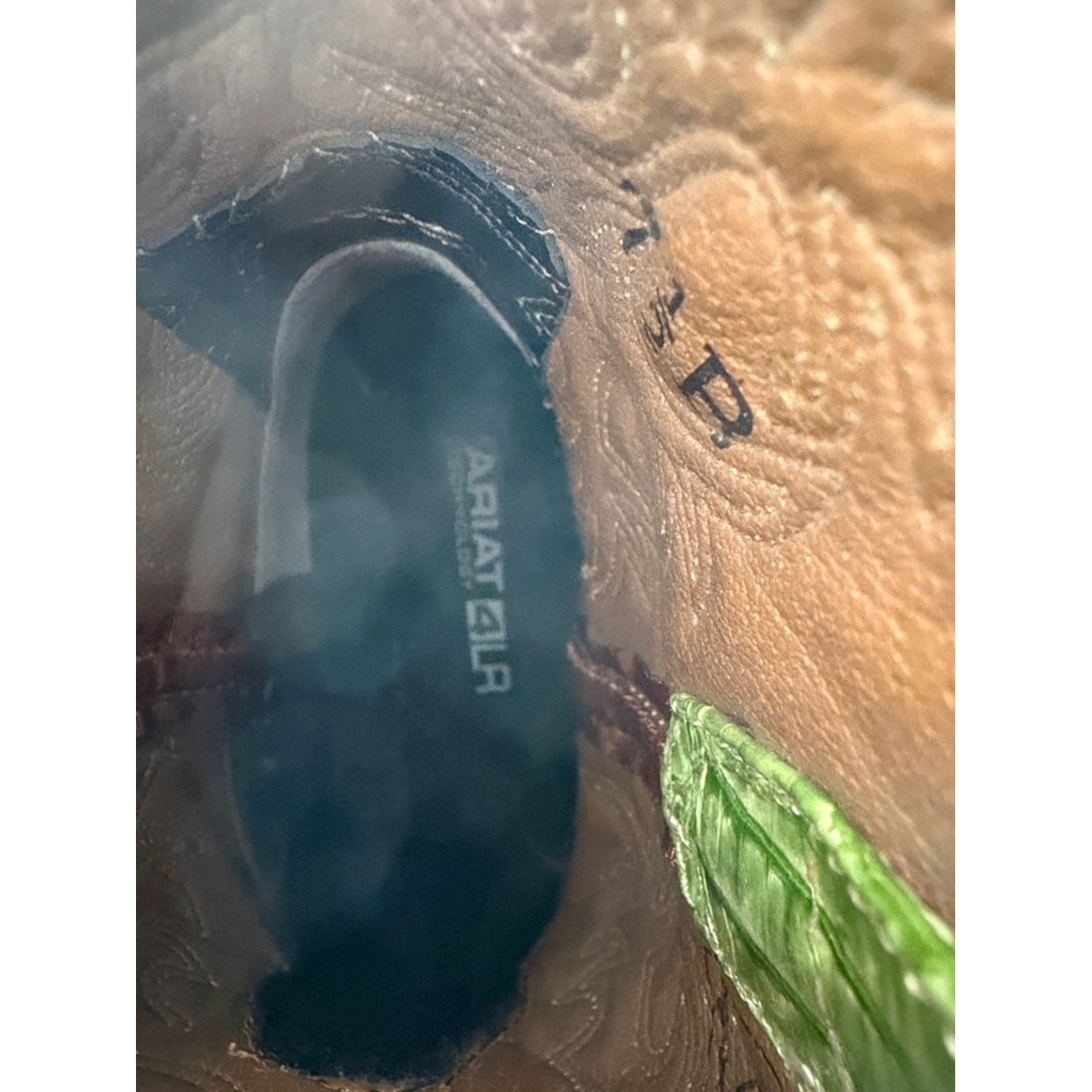 Ariat Brown Leather Boot with Green Accent