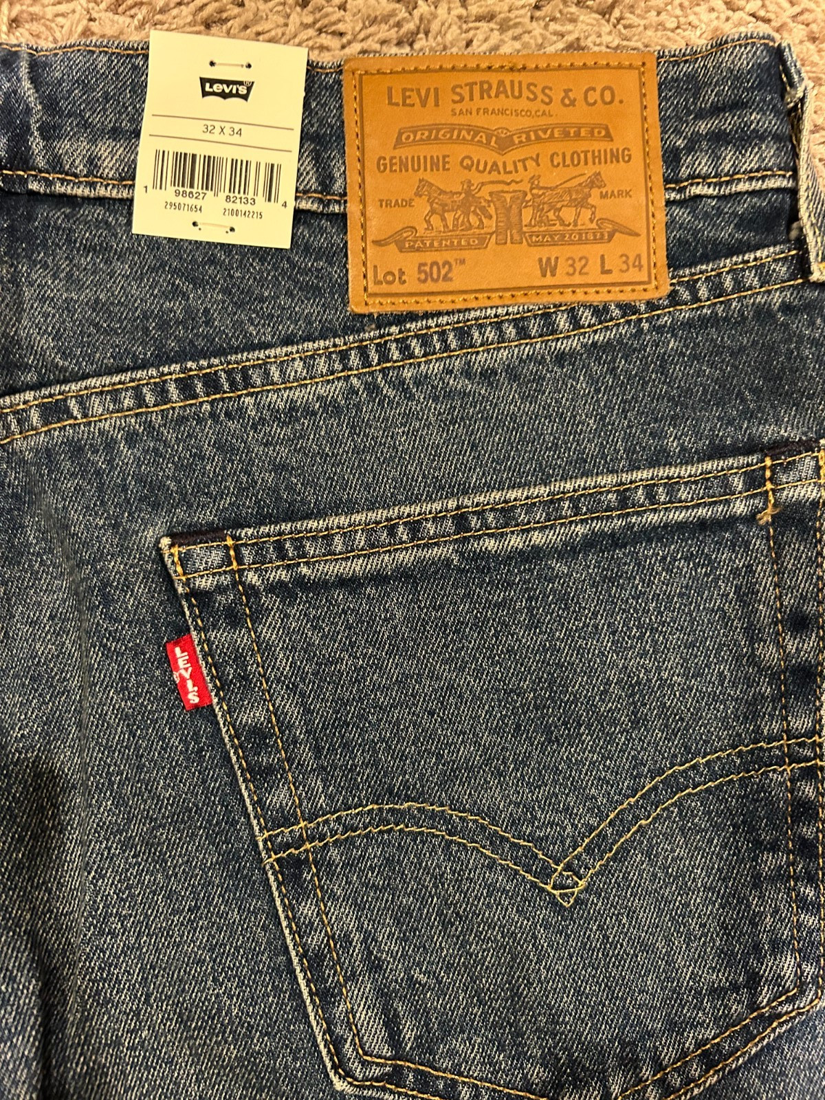 Levi’s Premium 502 Regular Taper Fit Selvedge Jeans WStretch Sizes NWT 1654