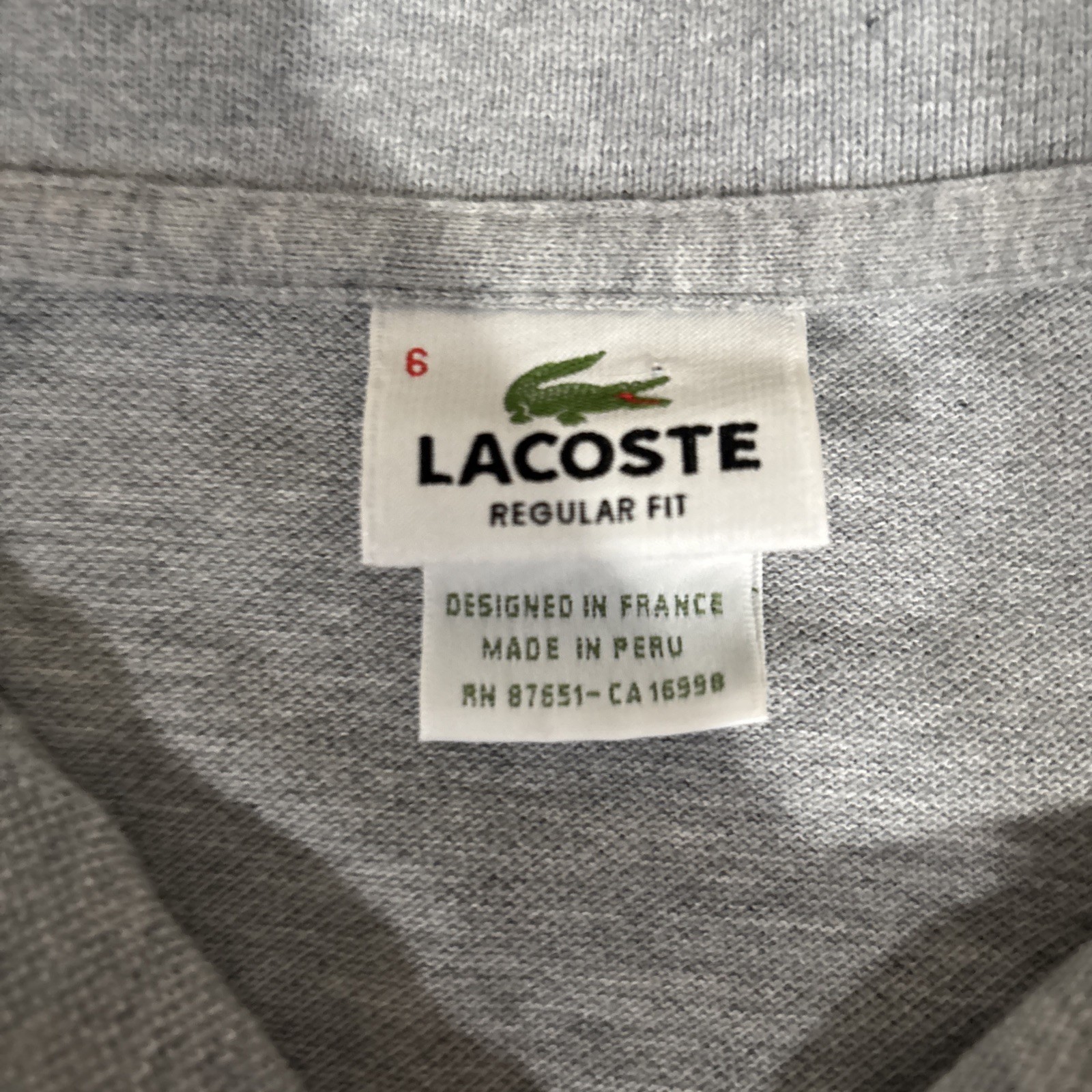 Lacoste Polo Shirt Men’s Size Medium (6) Classic Fit Light Gray Short Sleeve