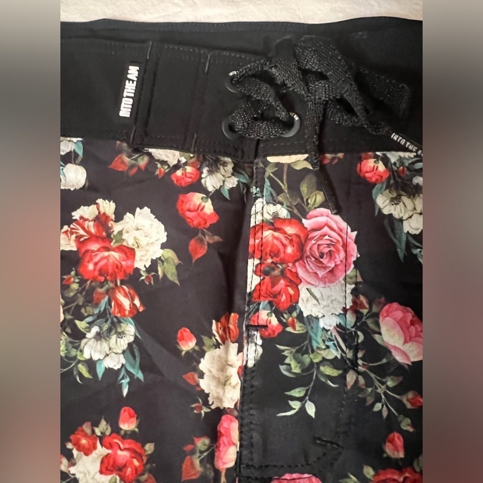 IHeartRaves Into The AM Men’s Floral Black Red Board Shorts 38