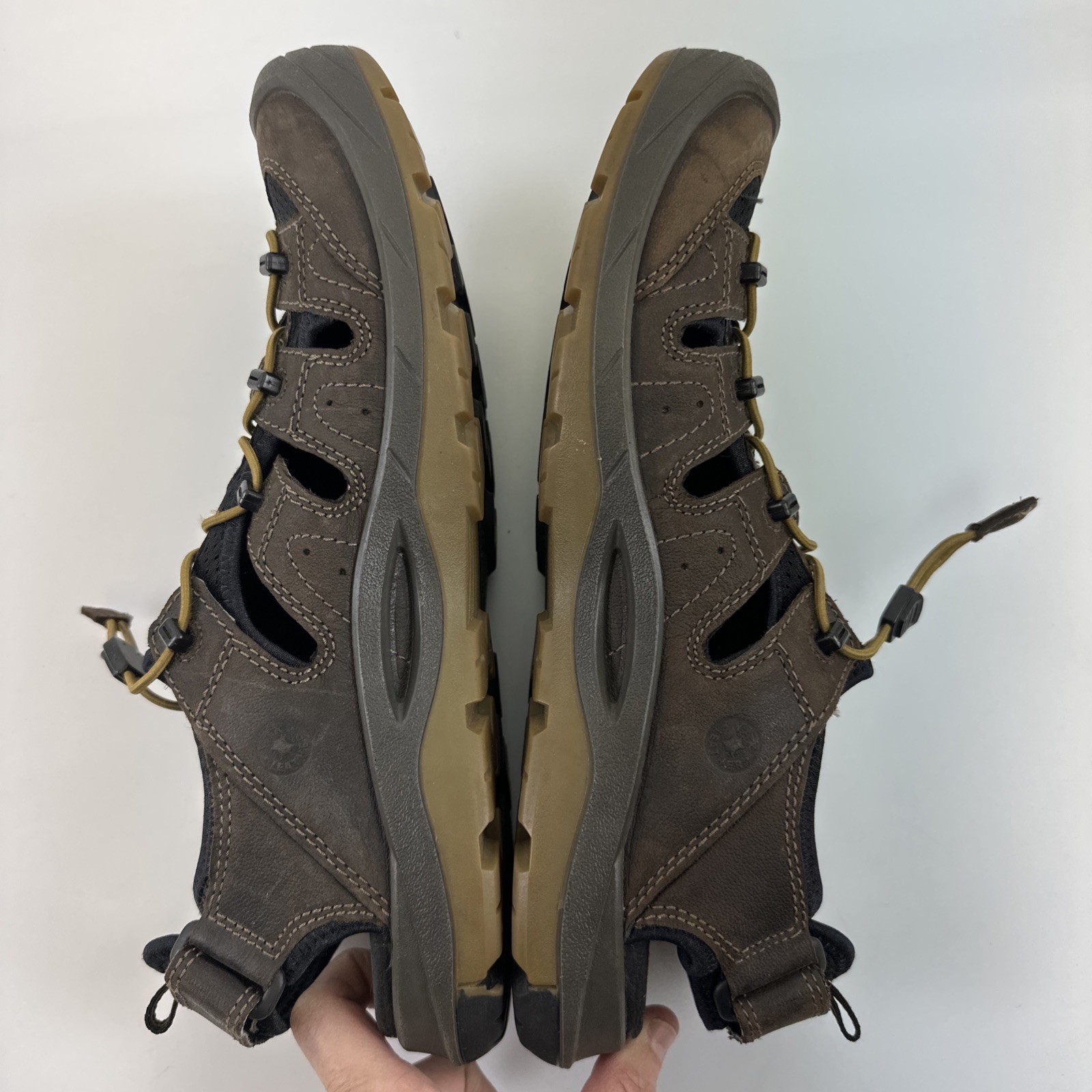 ECCO Biom Delta Offroad Sandal Brown Slip On Bungee Laces Comfort Active Mens 43