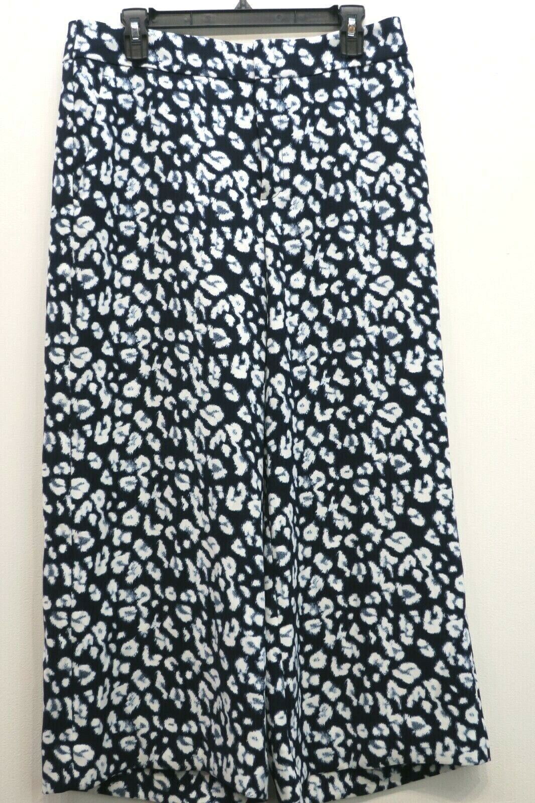 Banana Republic Womens Black Straight Leg Side Zip Leopard Print Casual Pant 10