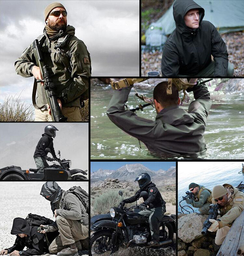 Tactical Jacket Mens Waterproof Military Coat Soft Shell Work Windbreaker Jacket