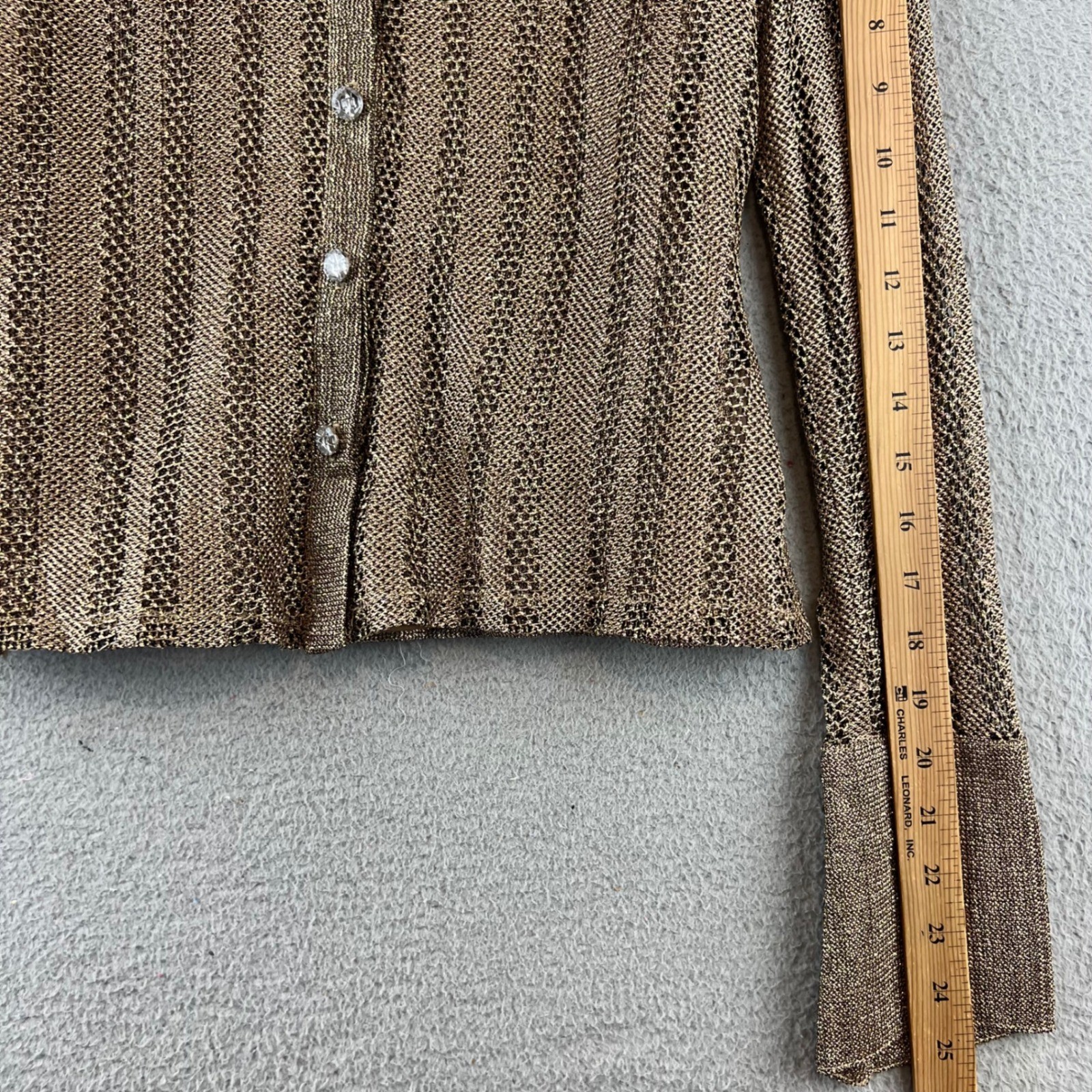 JS Collections Petite Gold Metallic Knit 2 Piece Set Rhinestone Shirt Tank 8