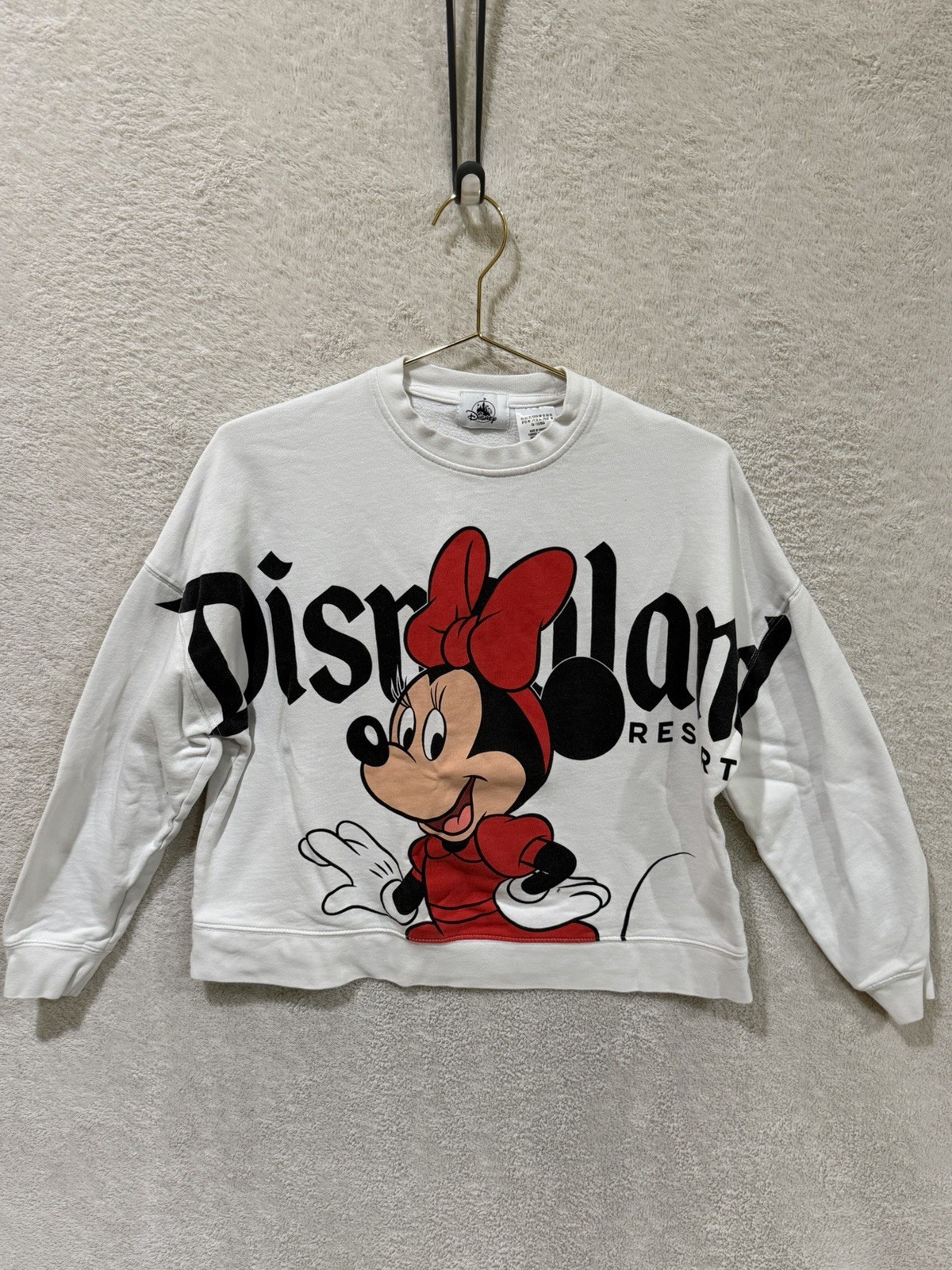 Disney Disneyland Resort Womens XS White Minnie Mouse Fleece Pullover Spirit AOP