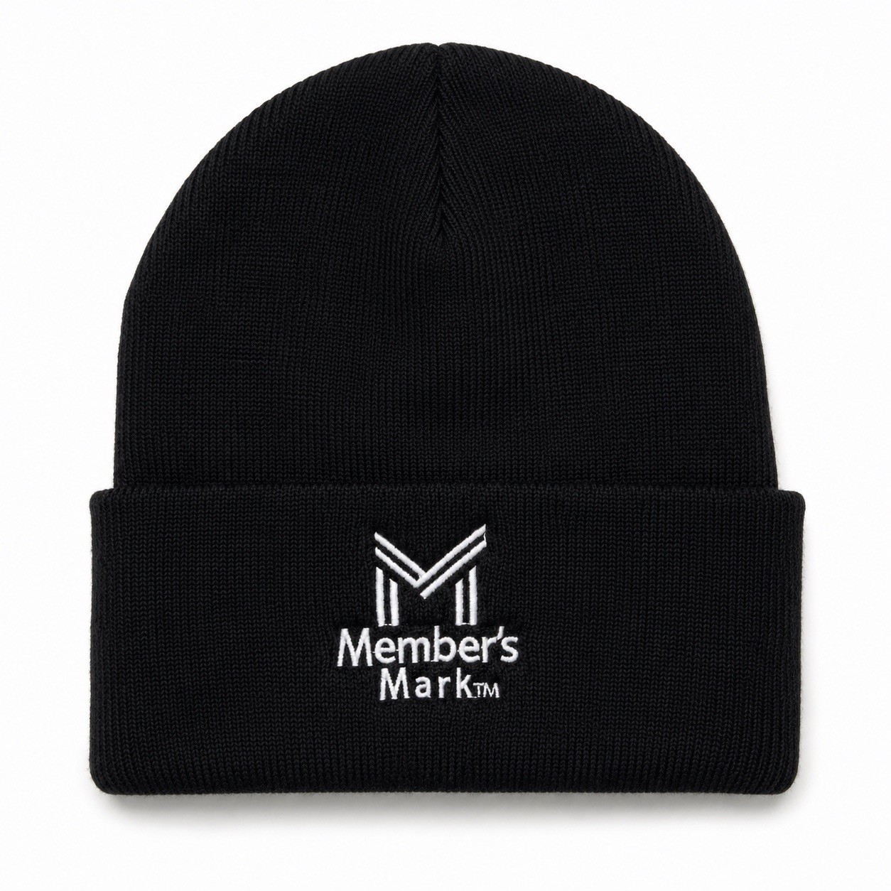 Member’s Mark Adult One Size Cuffed Knit Solid Black Winter Beanie Watch Cap Hat