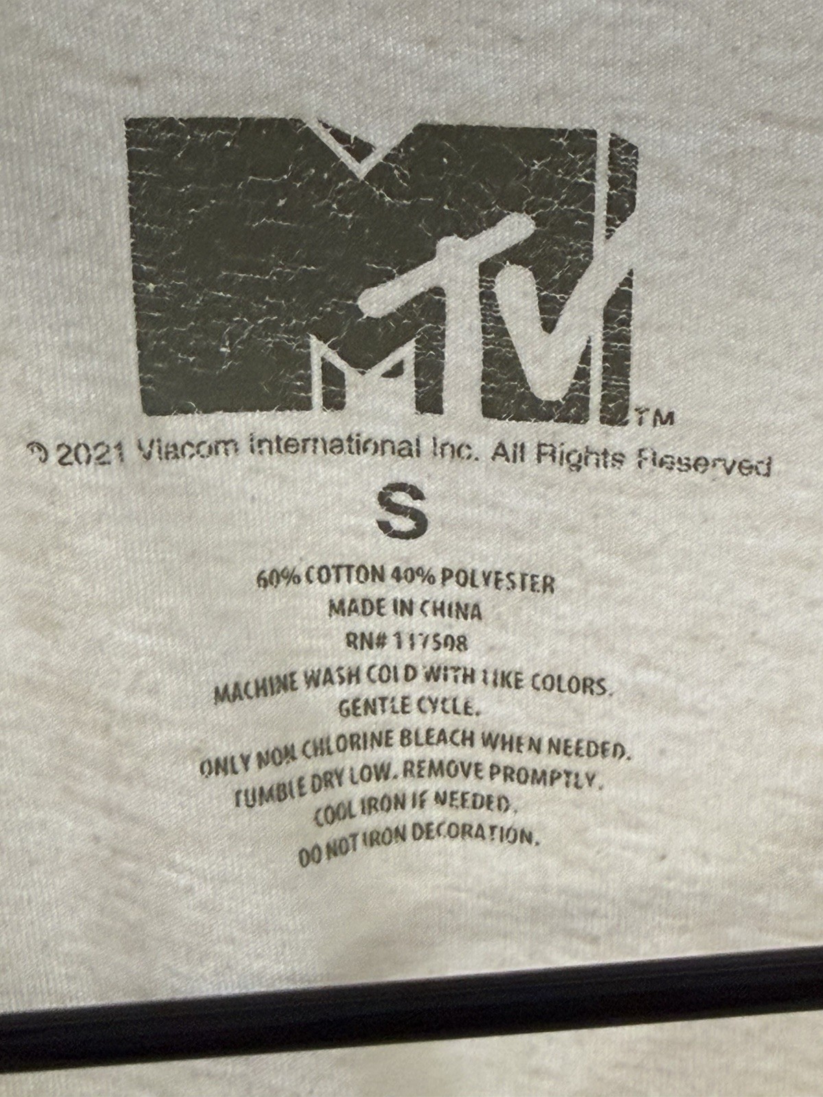 MTV Floral Logo Graphic Print Knit Crew Neck Short Sleeve T-Shirt White S