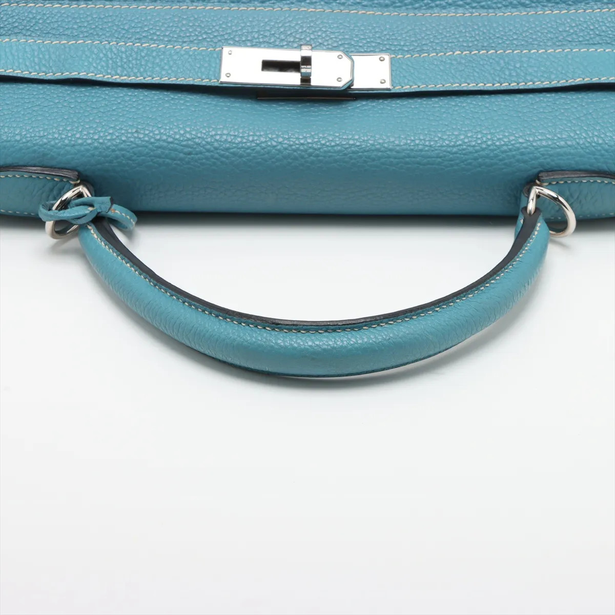 Hermès Kelly 32 Serie Togo Blue Jean Silver Metal Fittings □H: 2004