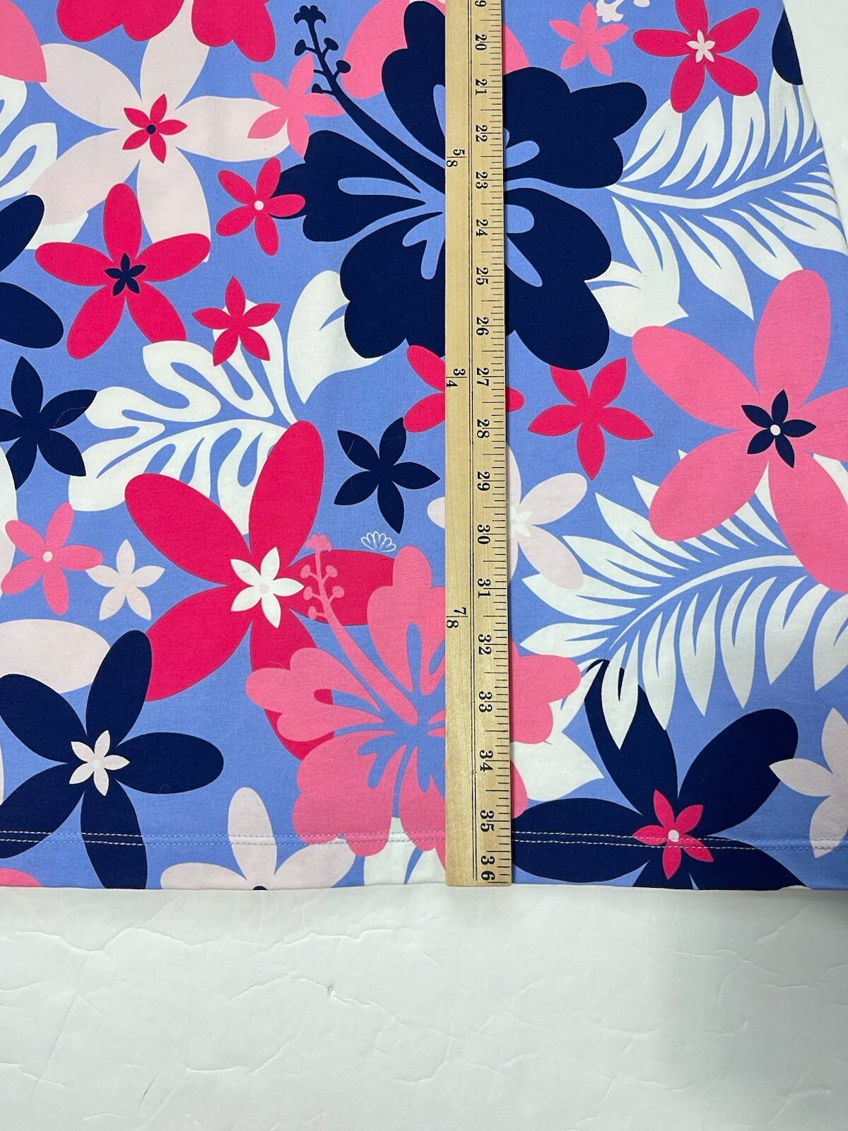 Ana Clare Dress Women XL Pink Blue Floral Knee Length 3/4 Sleeve Active Cotton